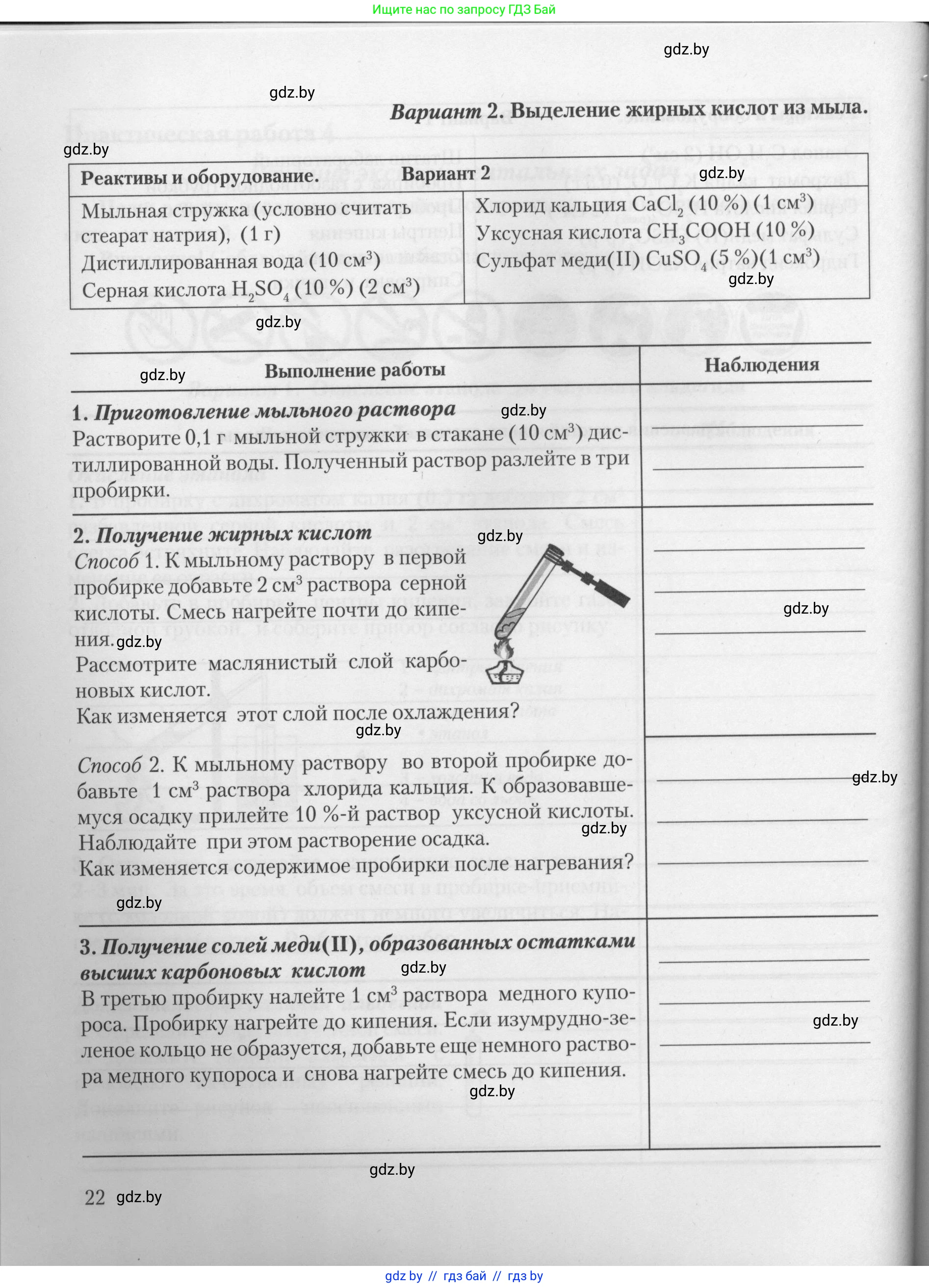 Химия, 10 класс Тетрадь для практических работ, автор: Борушко Ирина Ивановна, издательство Сэр-Вит, Минск, 2021, розового цвета, Часть 1, страница 22