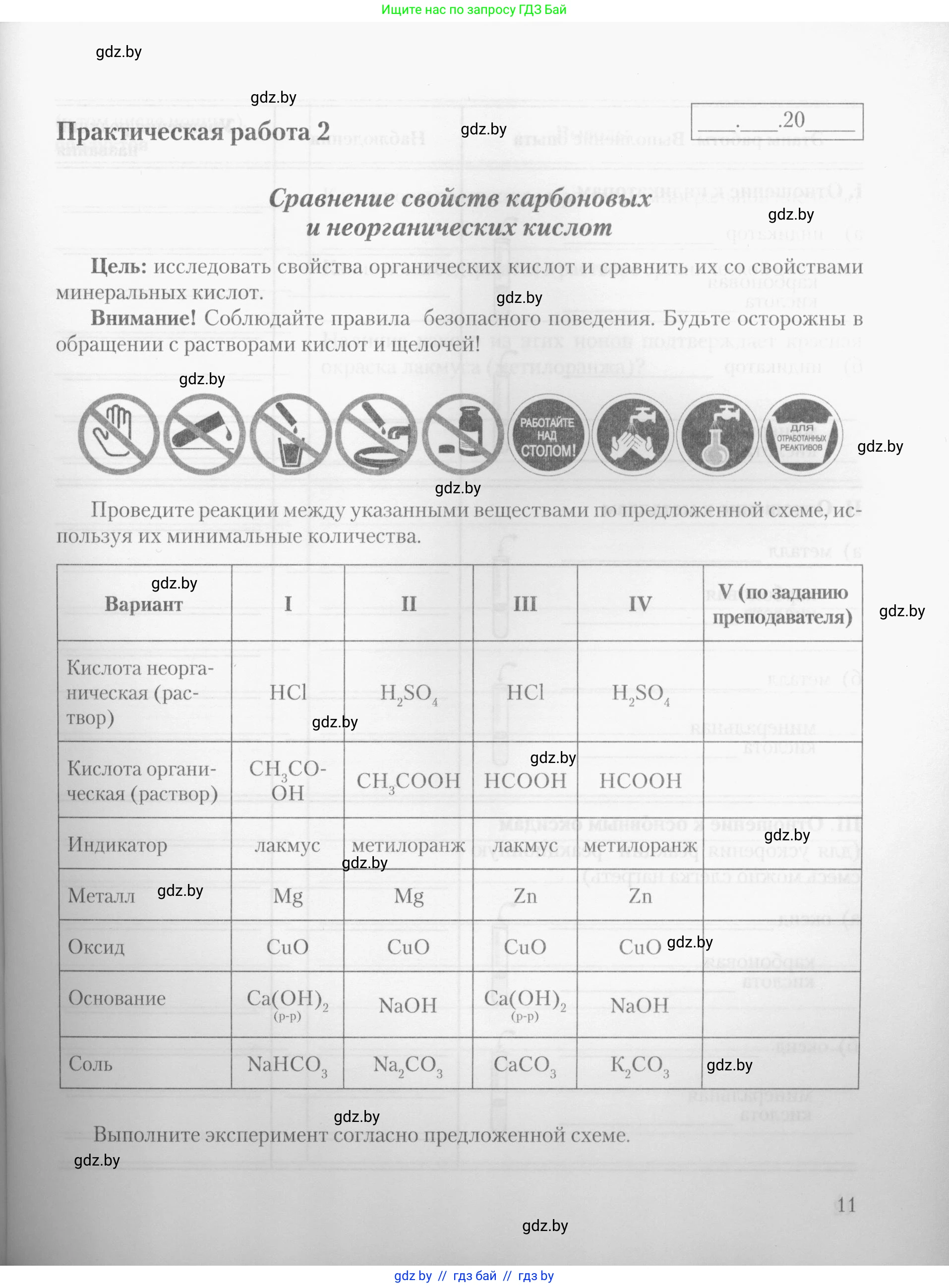Химия, 10 класс Тетрадь для практических работ, автор: Борушко Ирина Ивановна, издательство Сэр-Вит, Минск, 2020, голубого цвета, Часть 1, страница 11
