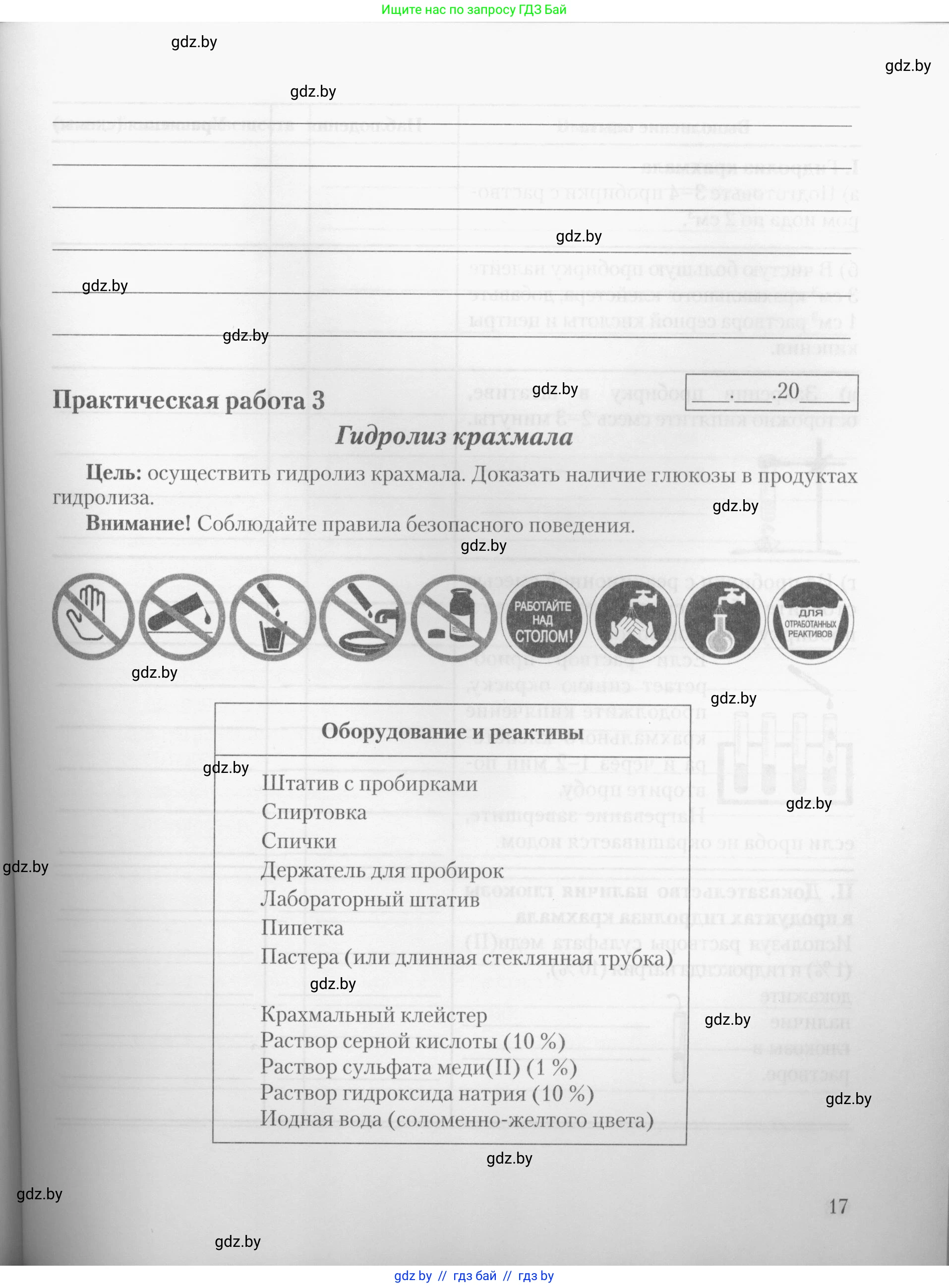 Химия, 10 класс Тетрадь для практических работ, автор: Борушко Ирина Ивановна, издательство Сэр-Вит, Минск, 2020, голубого цвета, Часть 1, страница 17