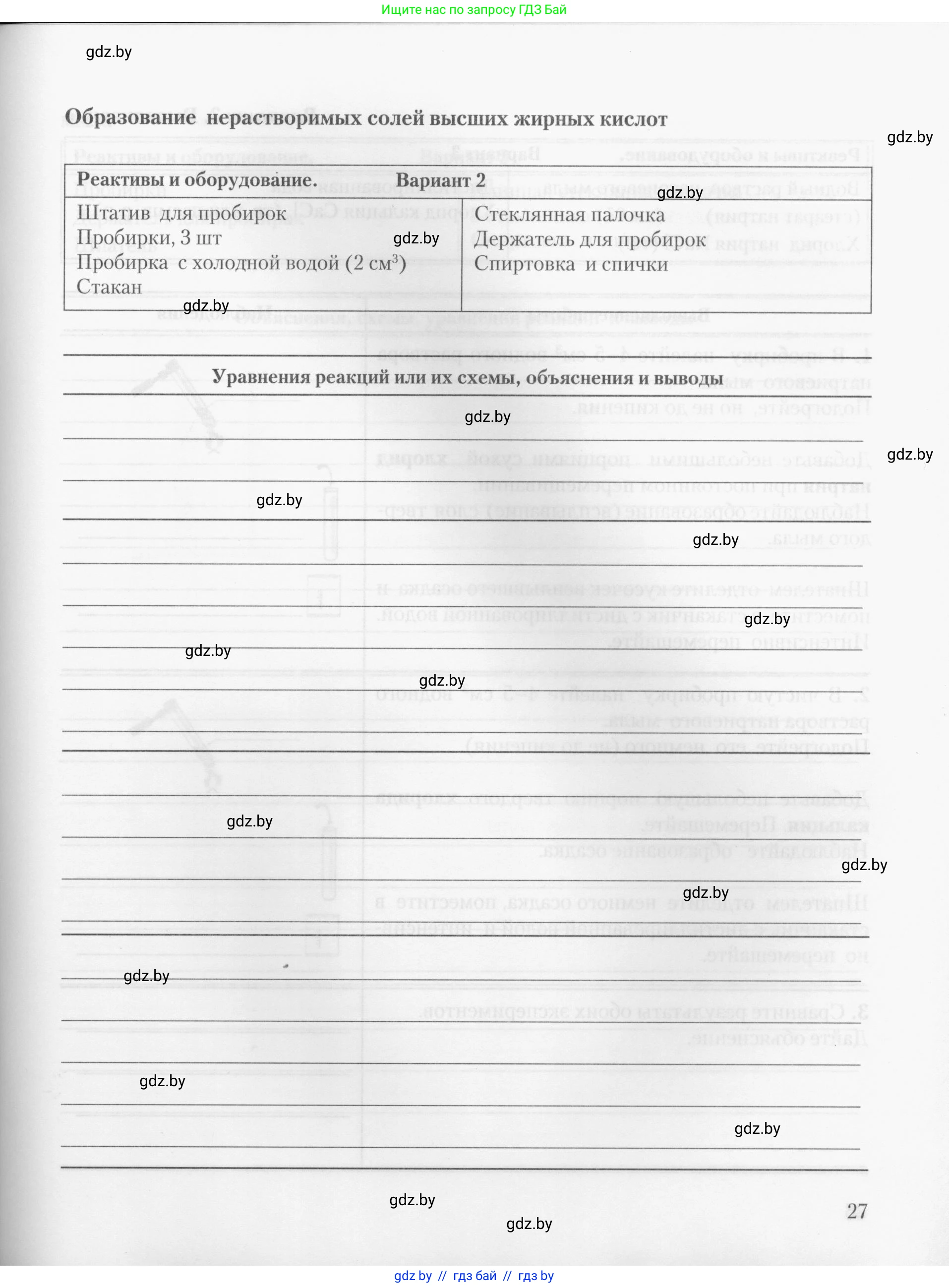 Химия, 10 класс Тетрадь для практических работ, автор: Борушко Ирина Ивановна, издательство Сэр-Вит, Минск, 2020, голубого цвета, страница 27