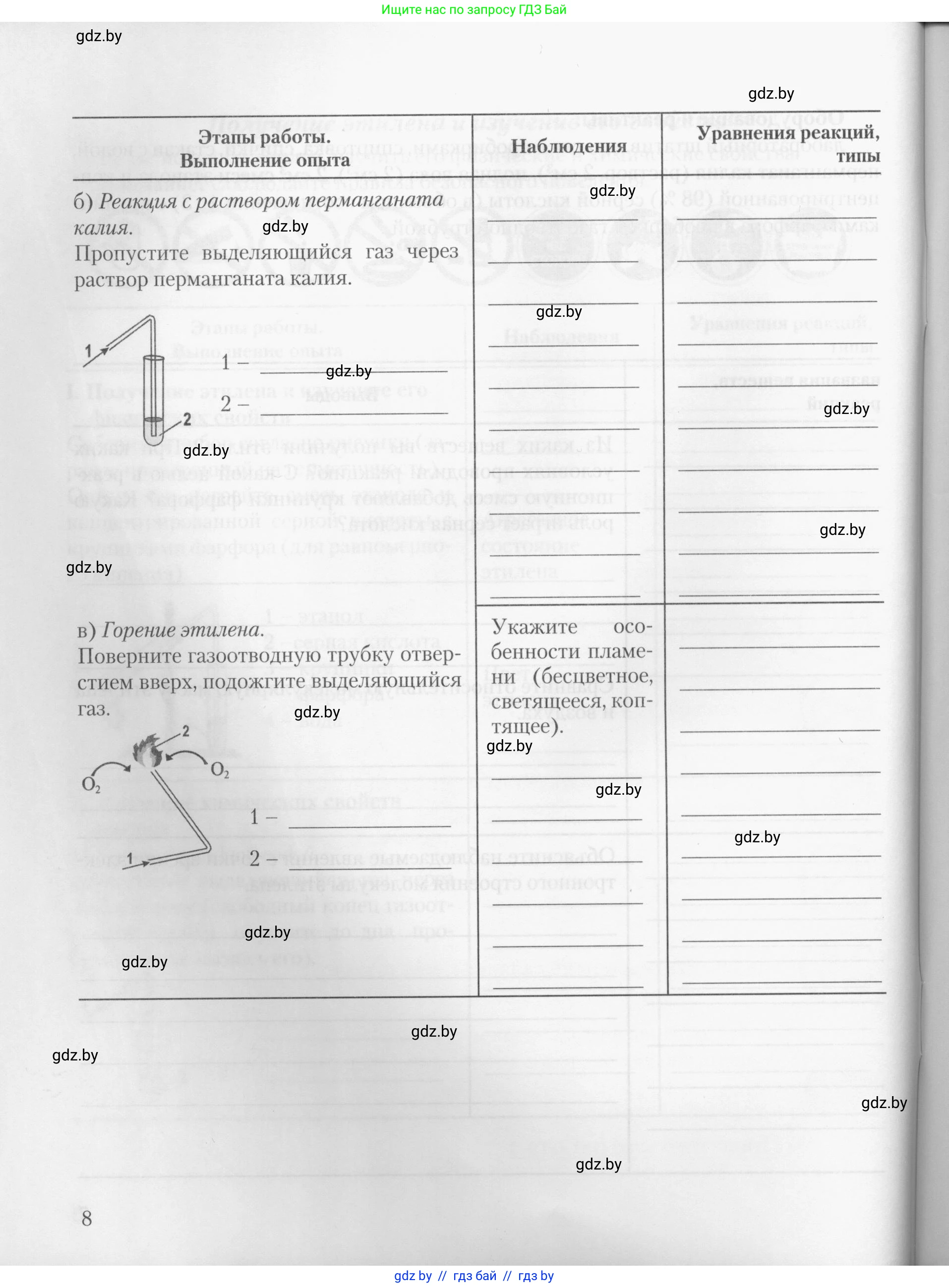 Химия, 10 класс Тетрадь для практических работ, автор: Борушко Ирина Ивановна, издательство Сэр-Вит, Минск, 2020, голубого цвета, страница 8