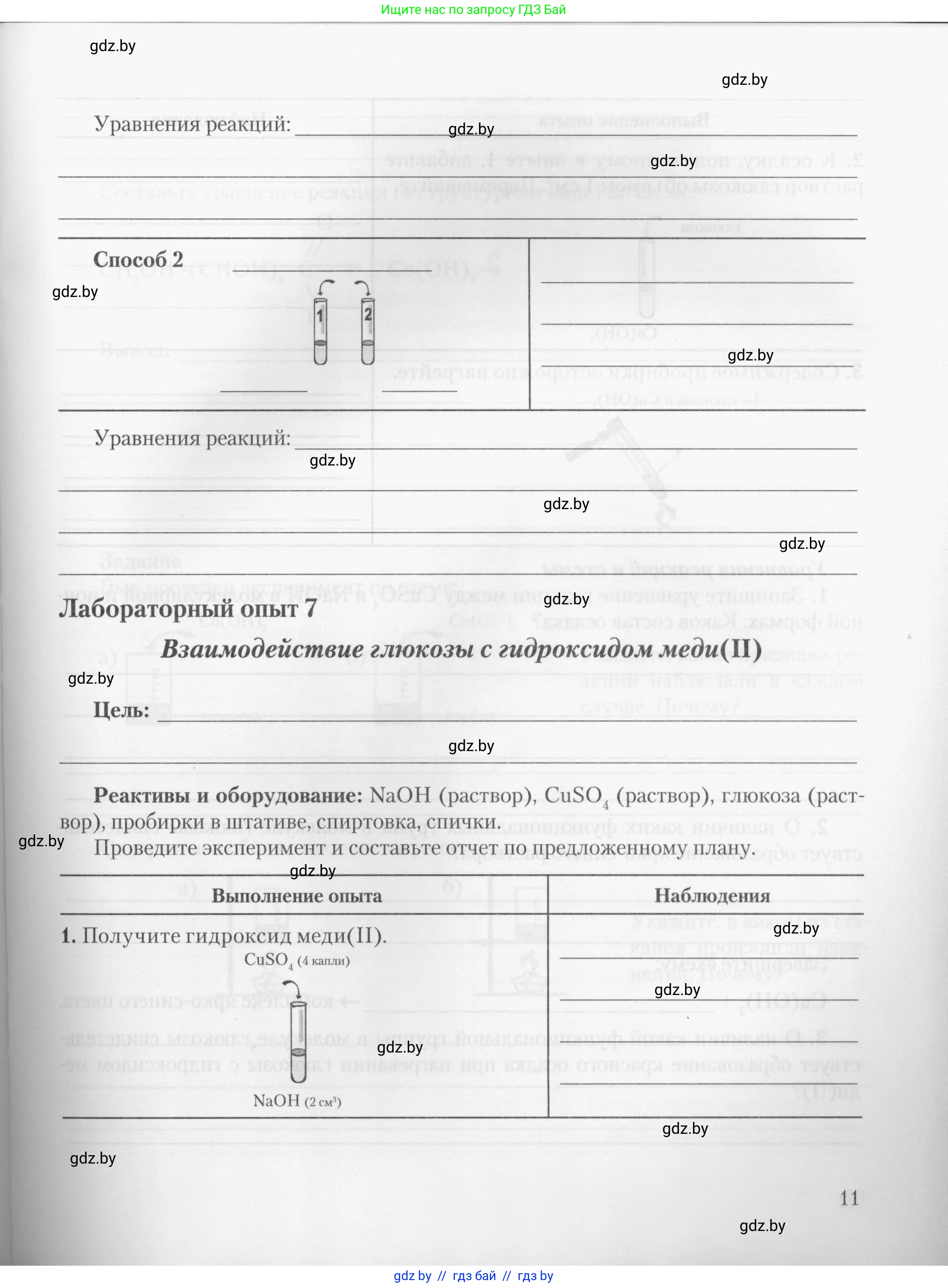 Химия, 10 класс Тетрадь для практических работ, автор: Борушко Ирина Ивановна, издательство Сэр-Вит, Минск, 2020, голубого цвета, Часть 2, страница 11