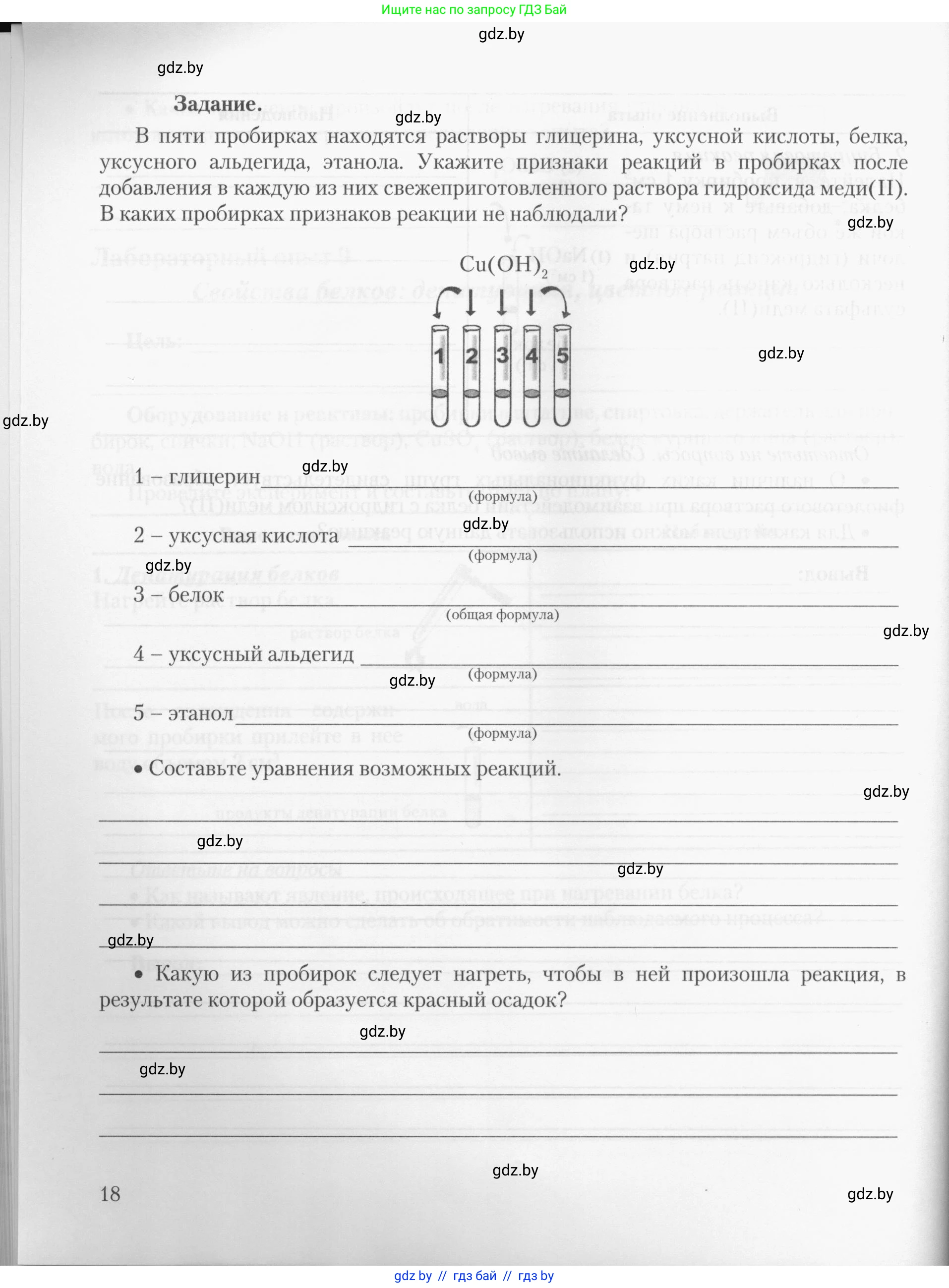 Химия, 10 класс Тетрадь для практических работ, автор: Борушко Ирина Ивановна, издательство Сэр-Вит, Минск, 2020, голубого цвета, страница 18