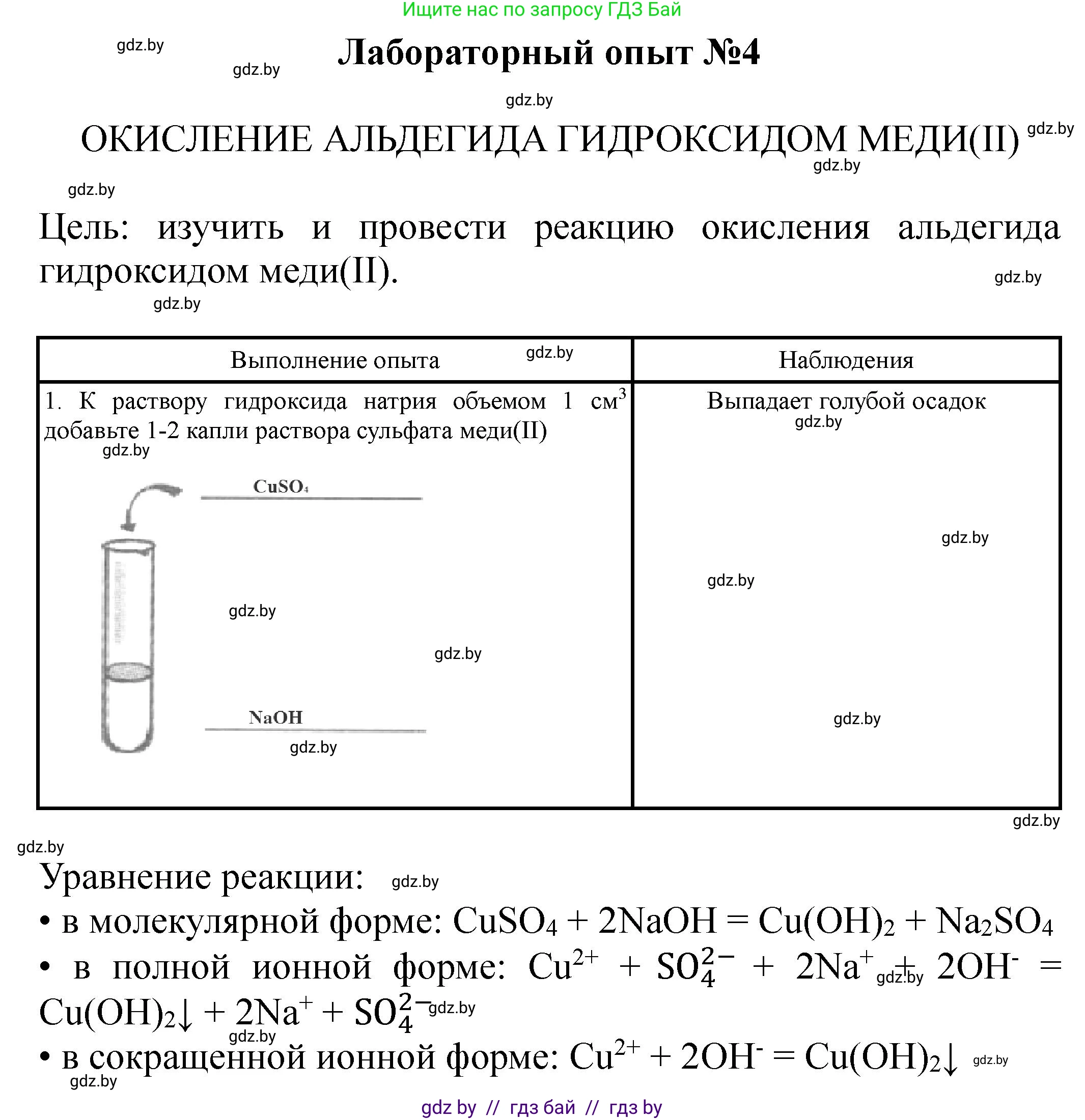 Химия, 10 класс Тетрадь для практических работ, автор: Борушко Ирина Ивановна, издательство Сэр-Вит, Минск, 2020, голубого цвета, Часть 2, страница 6, Решение