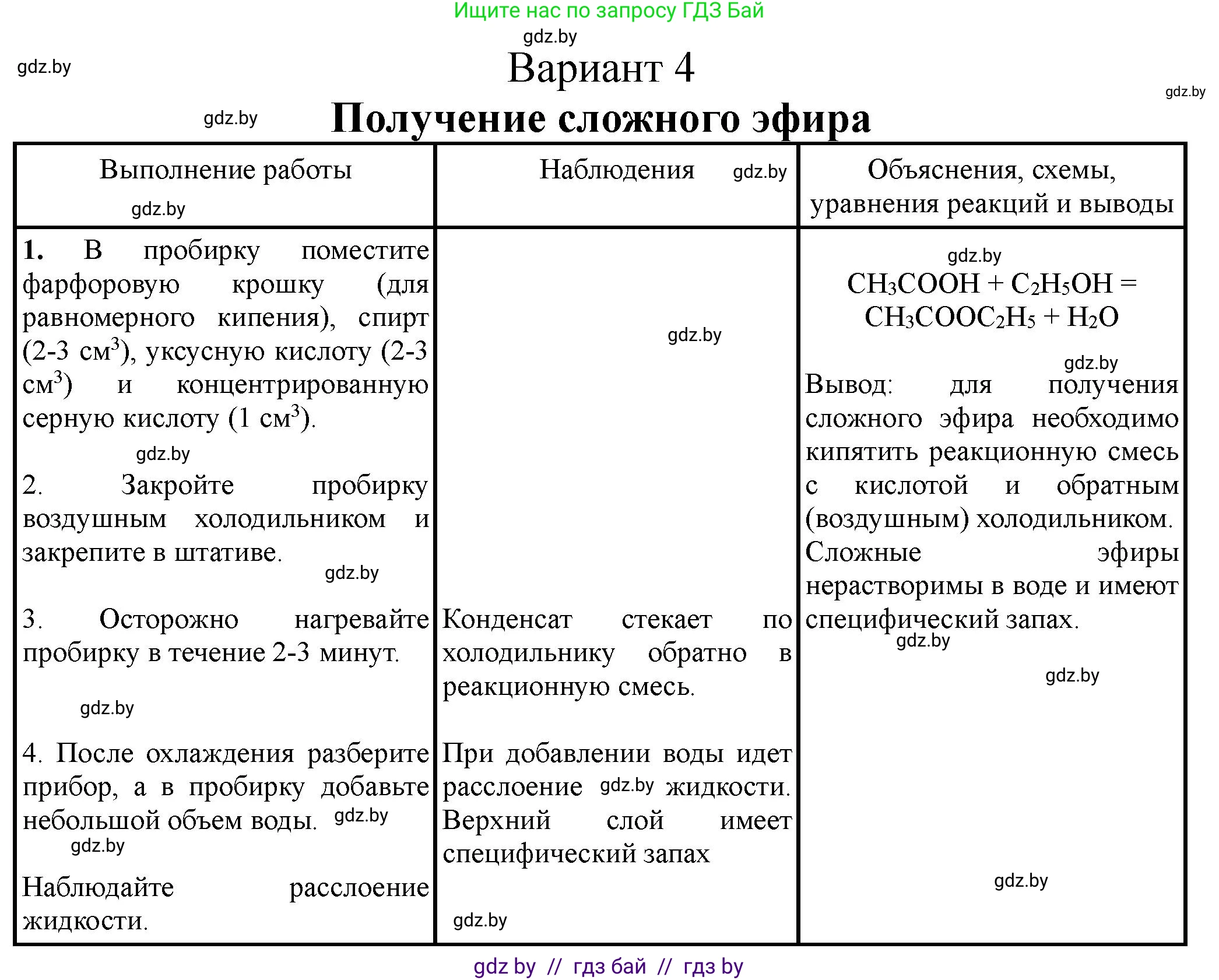 Химия, 10 класс Тетрадь для практических работ, автор: Борушко Ирина Ивановна, издательство Сэр-Вит, Минск, 2020, голубого цвета, Часть 1, страница 24, номер 4, Решение
