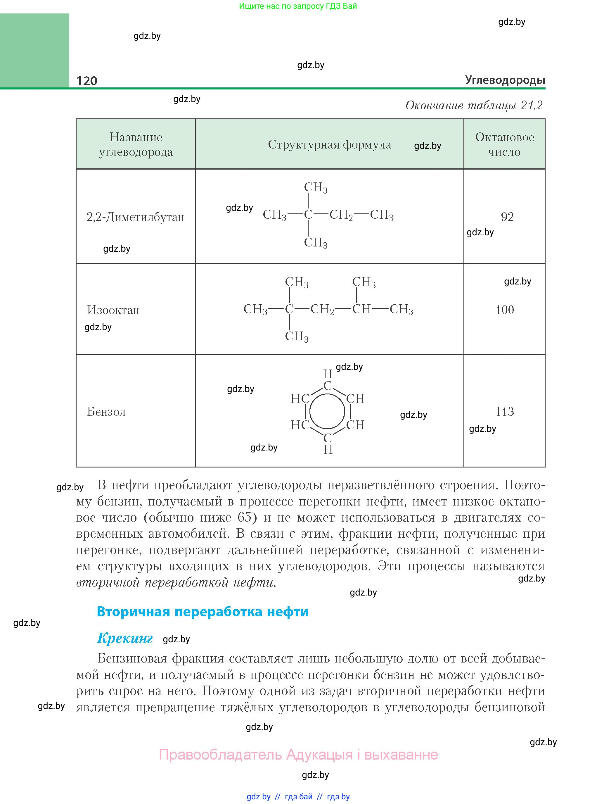 Химия, 10 класс Учебник, авторы: Колевич Татьяна Александровна, Матулис Вадим Эдвардович, Матулис Виталий Эдвардович, Варакса Игорь Николаевич, издательство Адукацыя i выхаванне, Минск, 2019, страница 120