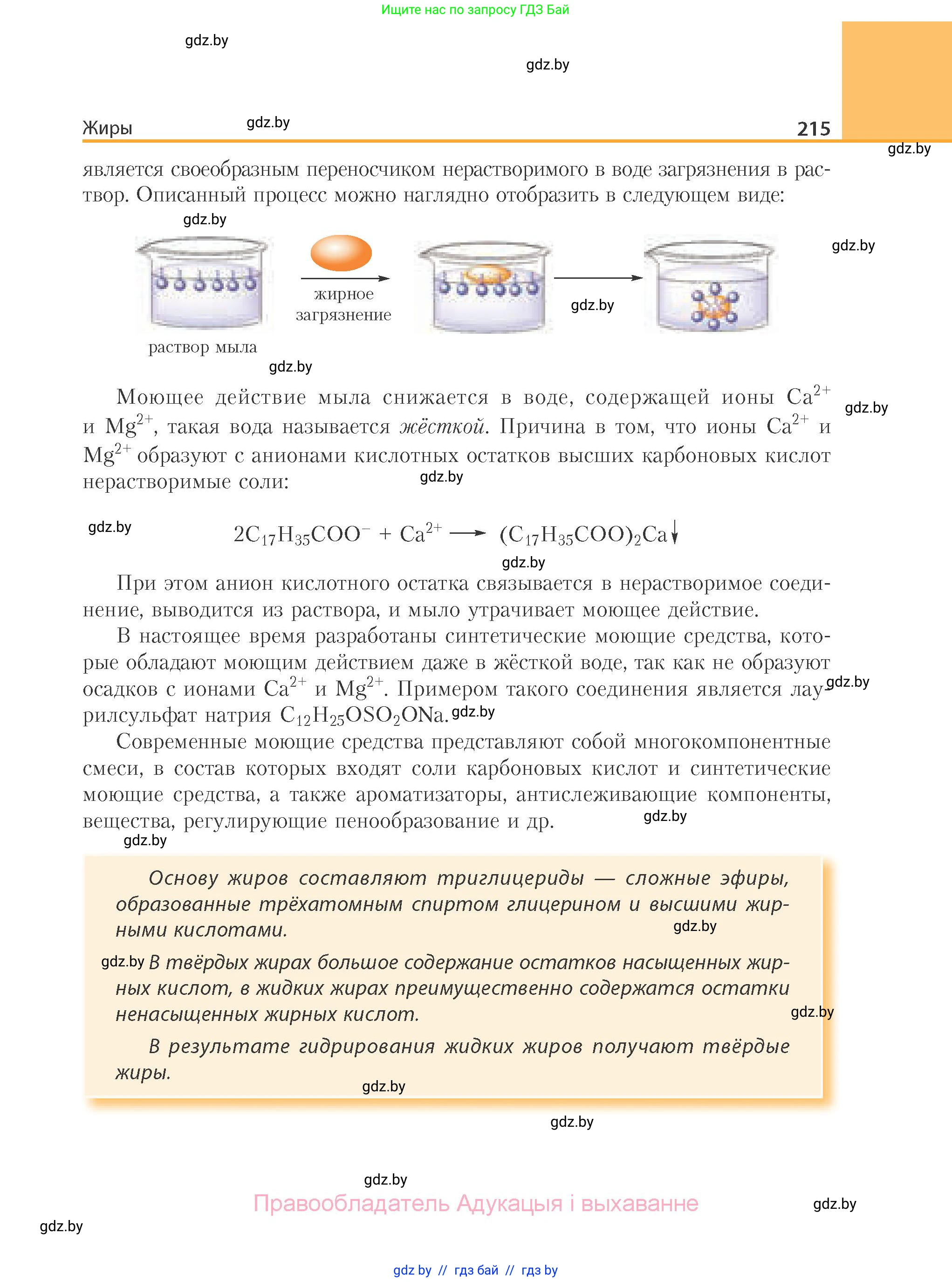 Химия, 10 класс Учебник, авторы: Колевич Татьяна Александровна, Матулис Вадим Эдвардович, Матулис Виталий Эдвардович, Варакса Игорь Николаевич, издательство Адукацыя i выхаванне, Минск, 2019, страница 215