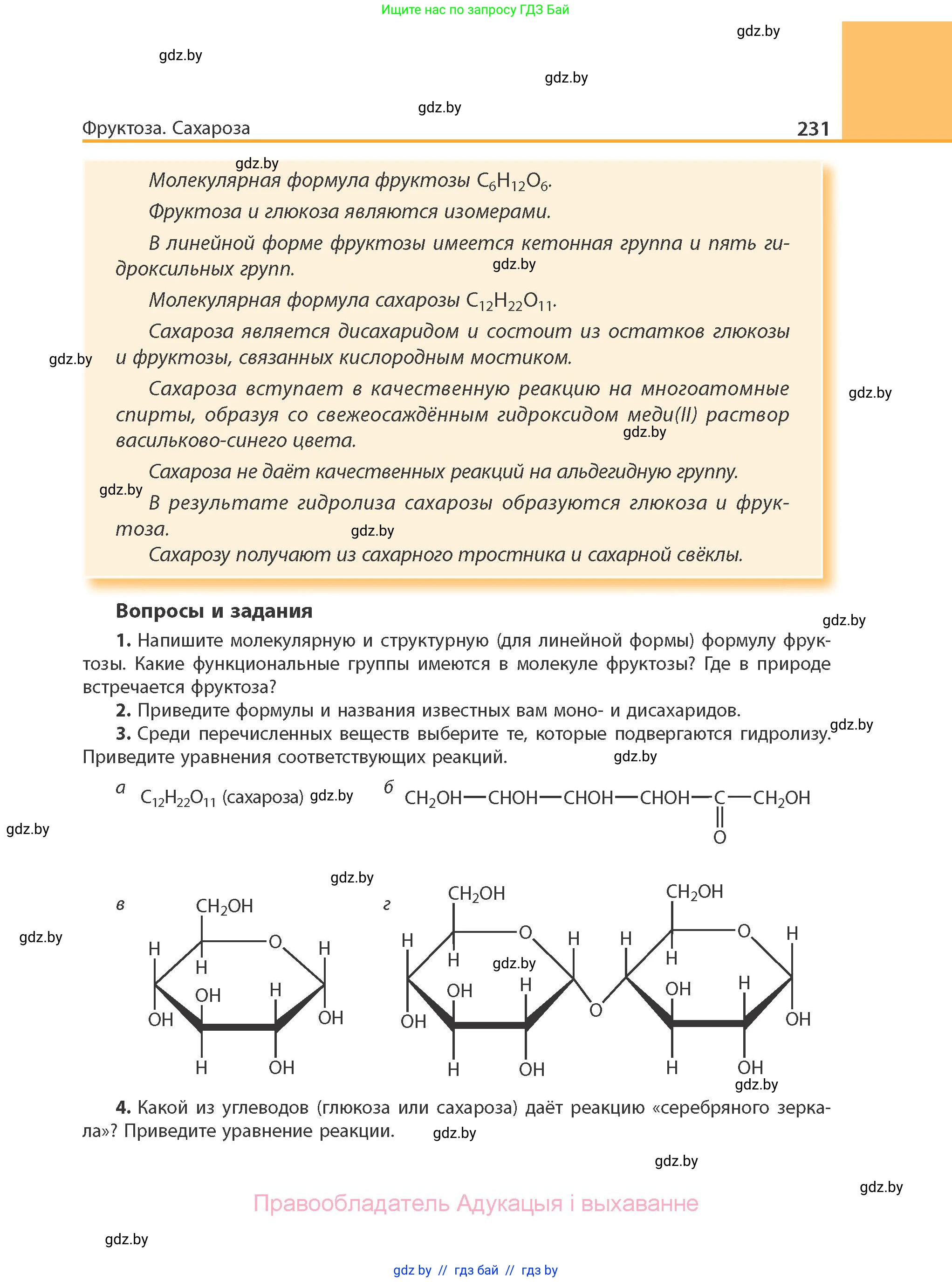 Химия, 10 класс Учебник, авторы: Колевич Татьяна Александровна, Матулис Вадим Эдвардович, Матулис Виталий Эдвардович, Варакса Игорь Николаевич, издательство Адукацыя i выхаванне, Минск, 2019, страница 231