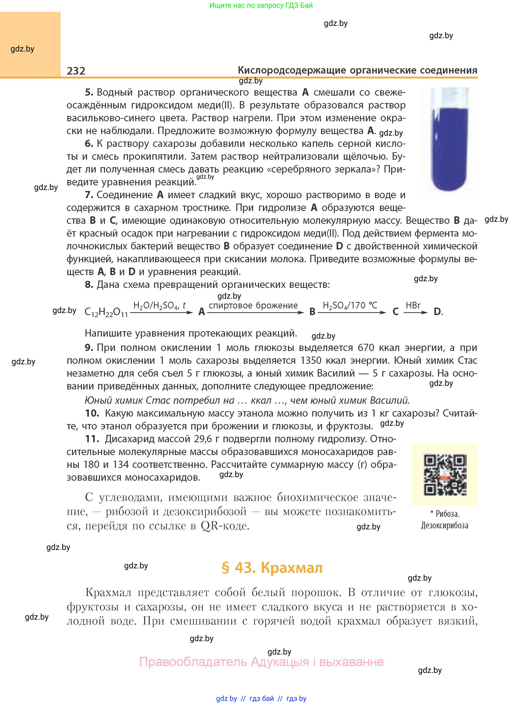 Химия, 10 класс Учебник, авторы: Колевич Татьяна Александровна, Матулис Вадим Эдвардович, Матулис Виталий Эдвардович, Варакса Игорь Николаевич, издательство Адукацыя i выхаванне, Минск, 2019, страница 232