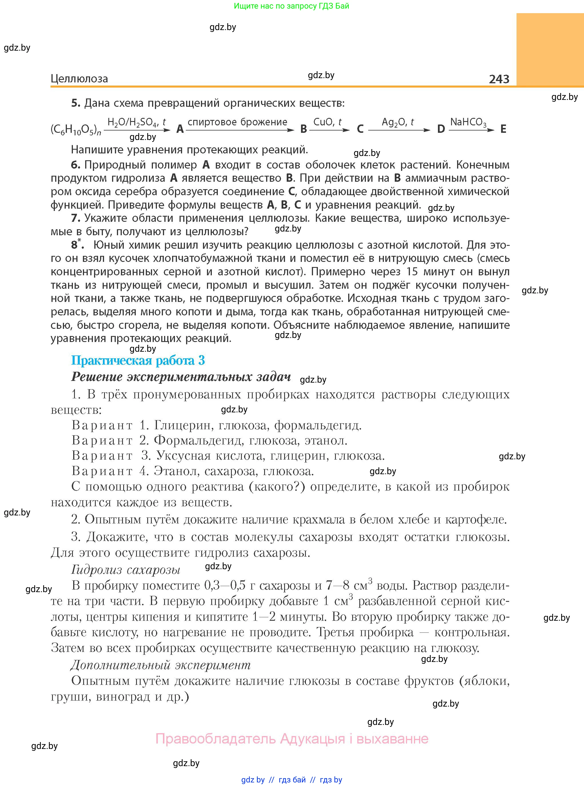 Химия, 10 класс Учебник, авторы: Колевич Татьяна Александровна, Матулис Вадим Эдвардович, Матулис Виталий Эдвардович, Варакса Игорь Николаевич, издательство Адукацыя i выхаванне, Минск, 2019, страница 243