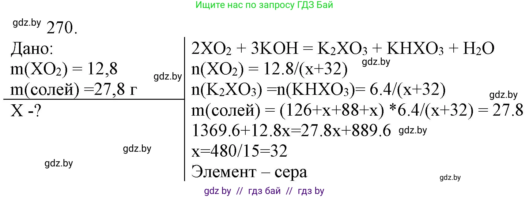 Химия, 11 класс Сборник задач, авторы: Хвалюк Виктор Николаевич, Резяпкин Виктор Ильич, издательство Адукацыя i выхаванне, Минск, 2023, зелёного цвета, страница 45, номер 270, Решение