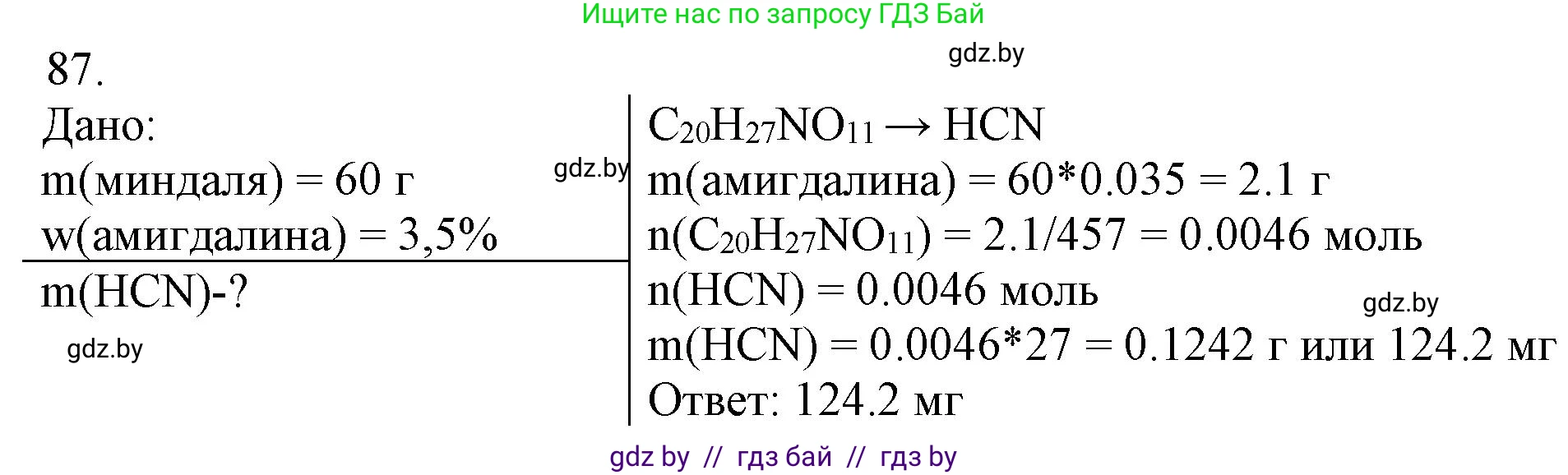 Химия, 11 класс Сборник задач, авторы: Хвалюк Виктор Николаевич, Резяпкин Виктор Ильич, издательство Адукацыя i выхаванне, Минск, 2023, зелёного цвета, страница 20, номер 87, Решение