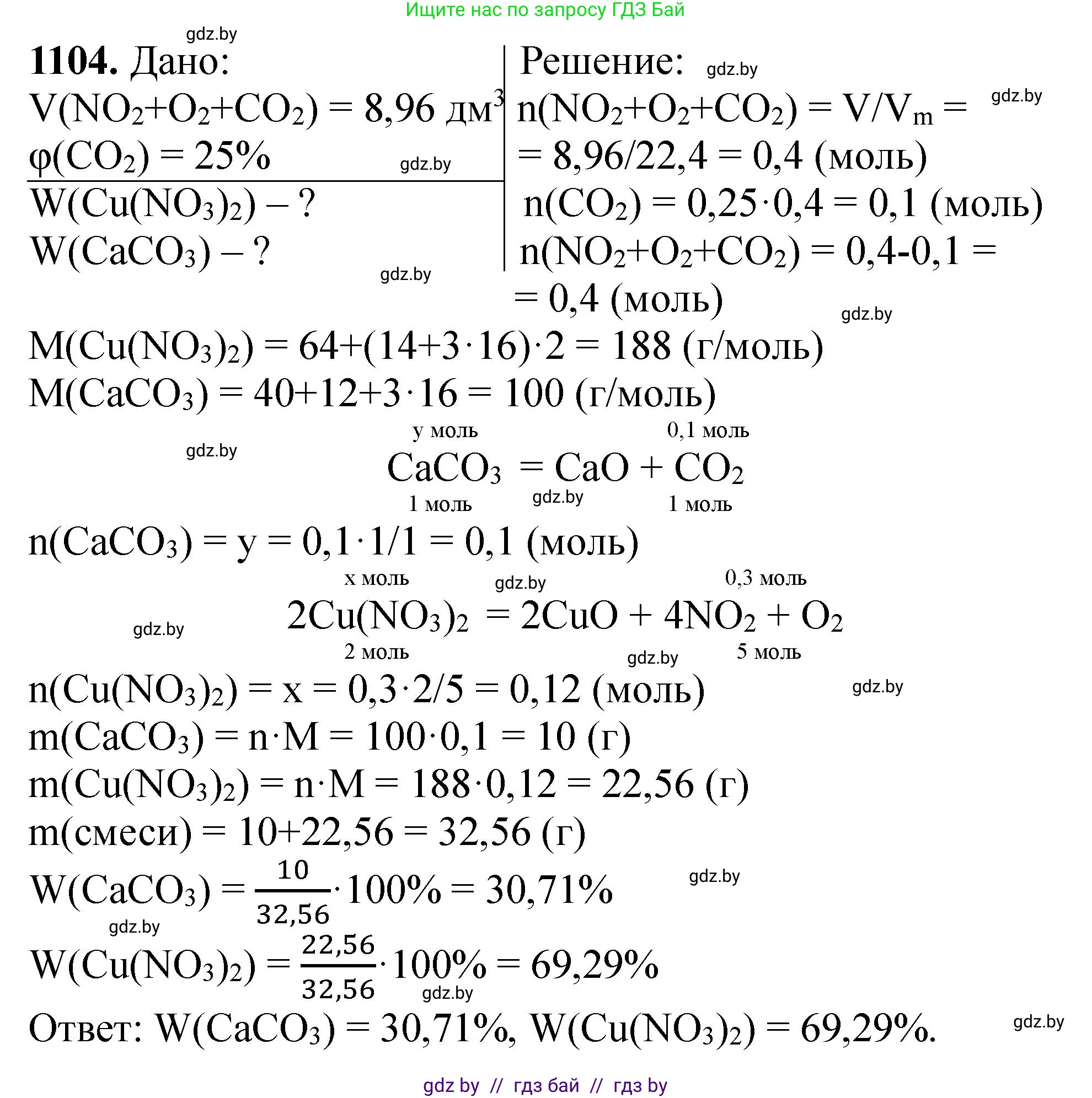 Химия, 11 класс Сборник задач, авторы: Хвалюк Виктор Николаевич, Резяпкин Виктор Ильич, издательство Адукацыя i выхаванне, Минск, 2023, зелёного цвета, страница 175, номер 1104, Решение