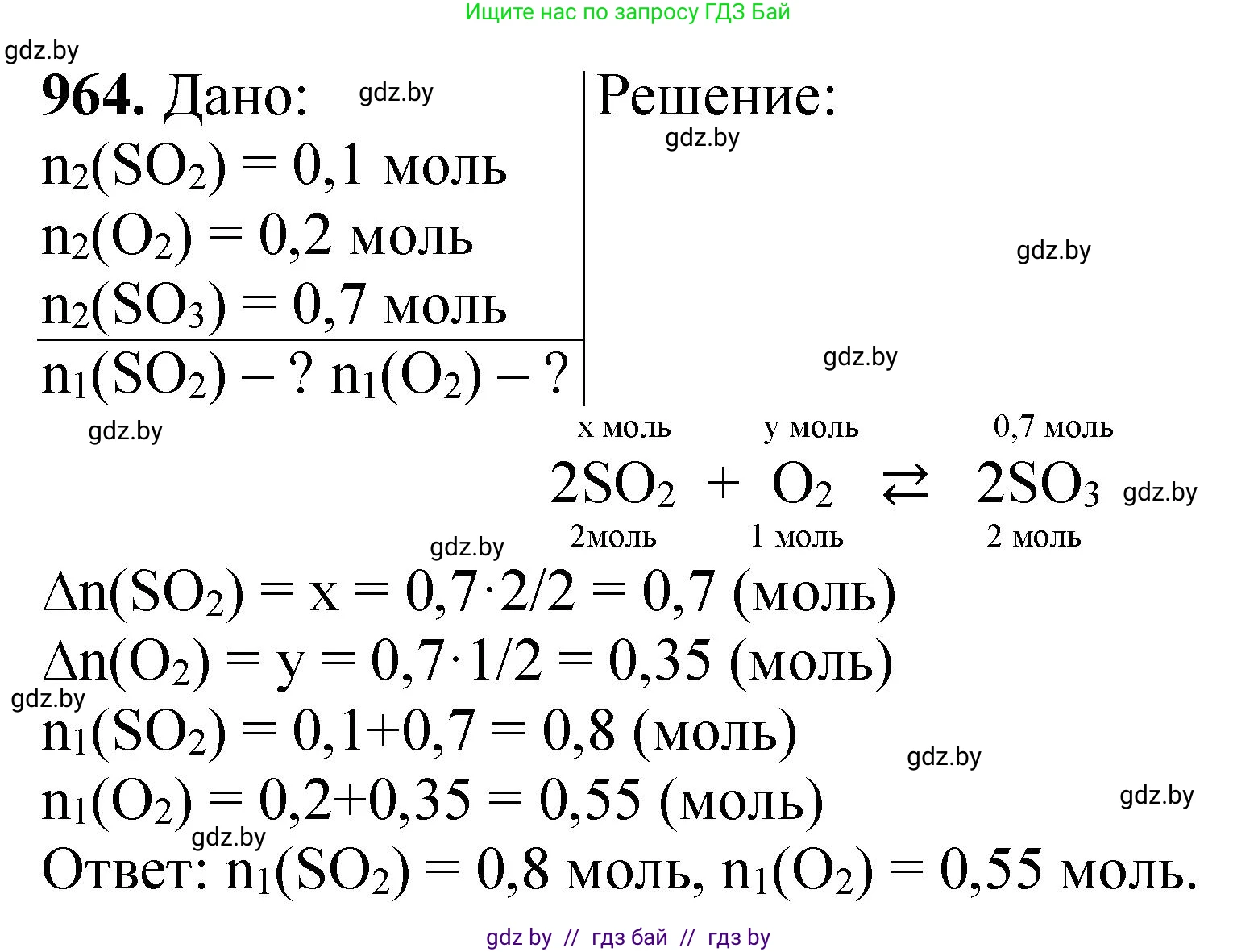 Химия, 11 класс Сборник задач, авторы: Хвалюк Виктор Николаевич, Резяпкин Виктор Ильич, издательство Адукацыя i выхаванне, Минск, 2023, зелёного цвета, страница 155, номер 964, Решение