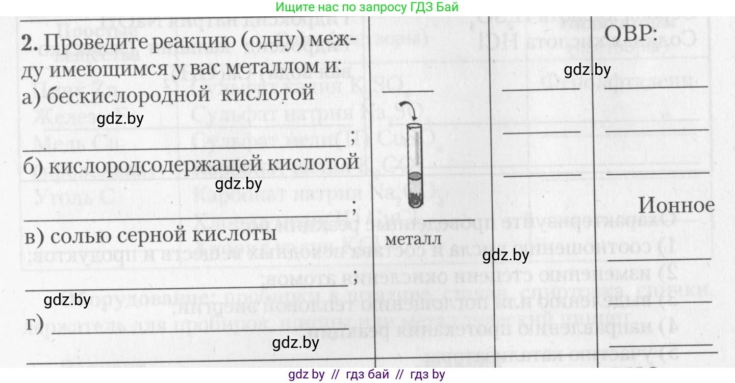 Химия, 11 класс Тетрадь для практических работ, автор: Борушко Ирина Ивановна, издательство Сэр-Вит, Минск, 2022, оранжевого цвета, Часть 1, страница 8, номер 2, Условие