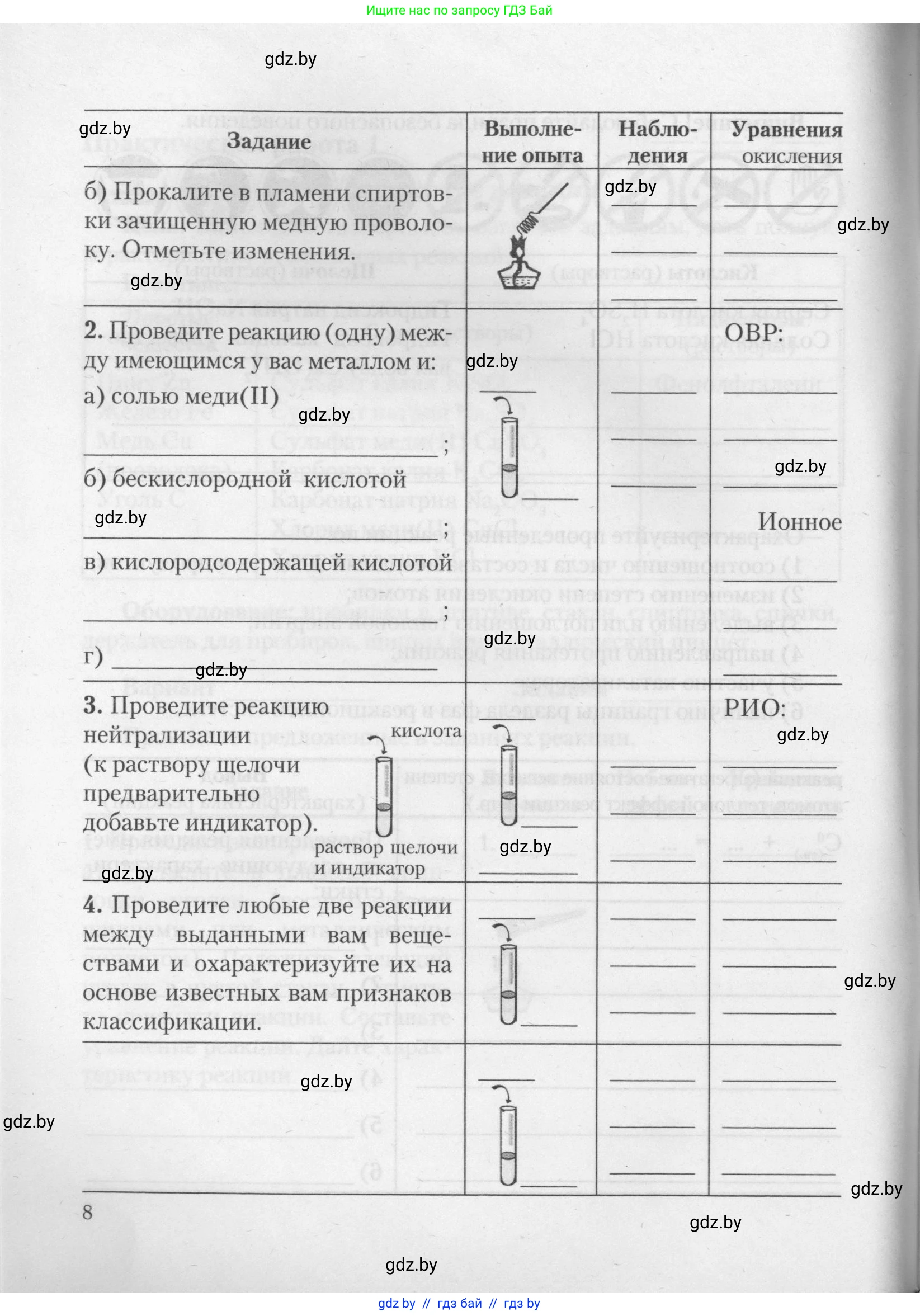 Химия, 11 класс Тетрадь для практических работ, автор: Борушко Ирина Ивановна, издательство Сэр-Вит, Минск, 2021, розового цвета, Часть 1, страница 8