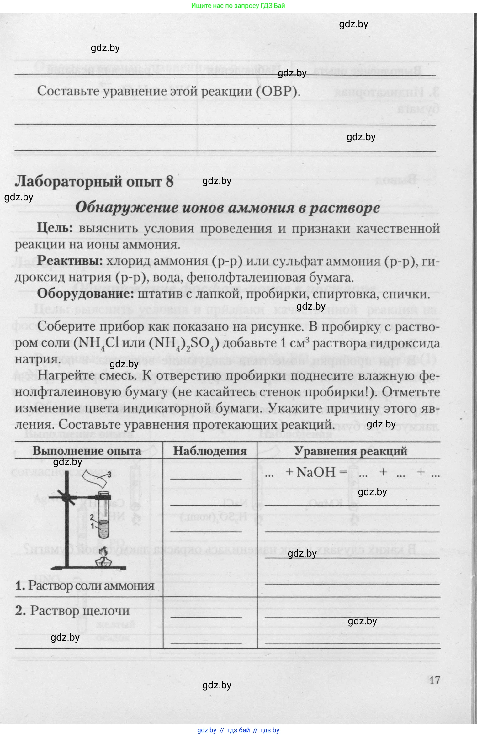 Химия, 11 класс Тетрадь для практических работ, автор: Борушко Ирина Ивановна, издательство Сэр-Вит, Минск, 2021, розового цвета, Часть 2, страница 17