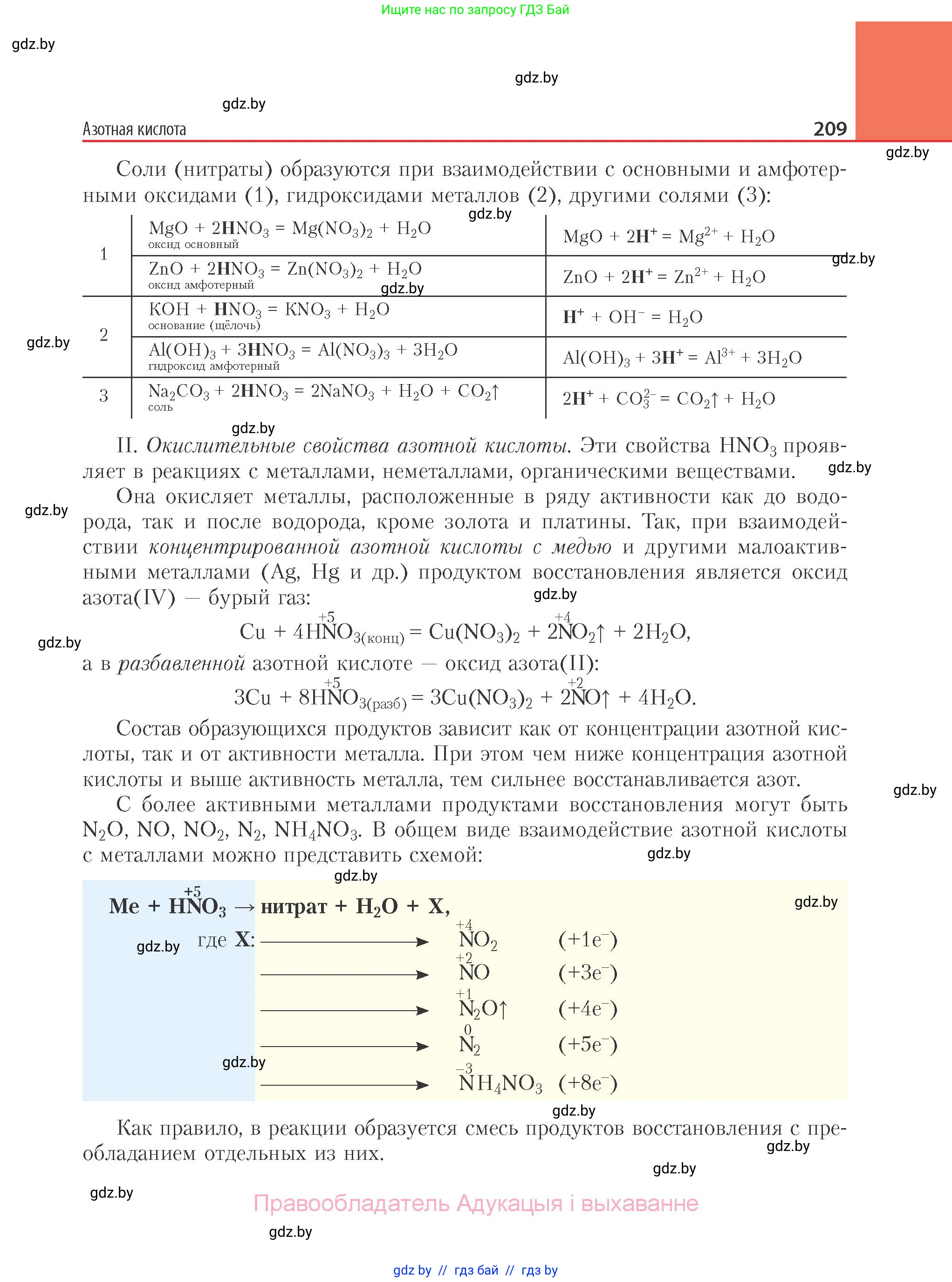 Химия, 11 класс Учебник, авторы: Мычко Дмитрий Иванович, Прохоревич Константин Николаевич, Борушко Ирина Ивановна, издательство Адукацыя i выхаванне, Минск, 2021, зелёного цвета, страница 209