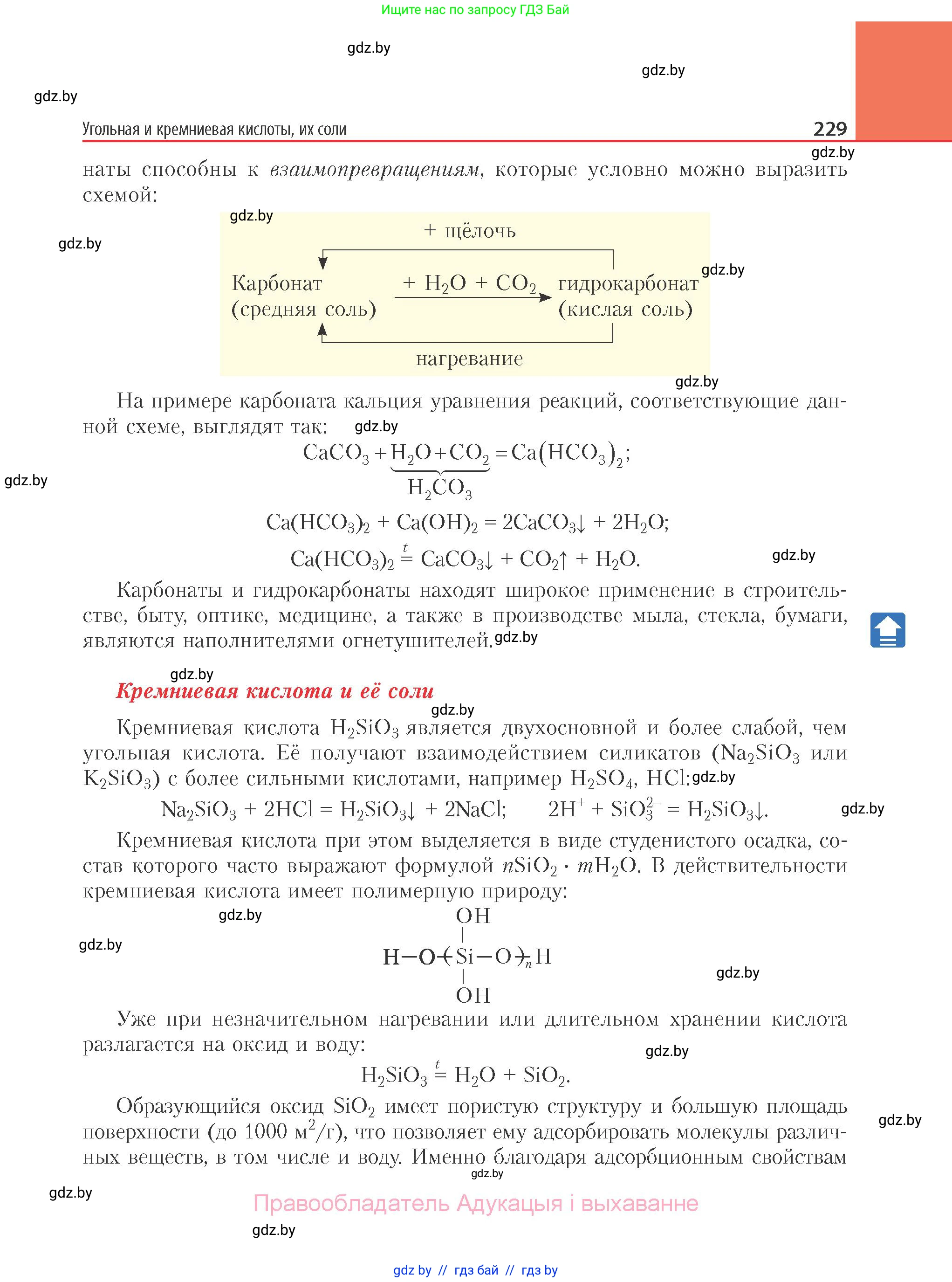 Химия, 11 класс Учебник, авторы: Мычко Дмитрий Иванович, Прохоревич Константин Николаевич, Борушко Ирина Ивановна, издательство Адукацыя i выхаванне, Минск, 2021, зелёного цвета, страница 229