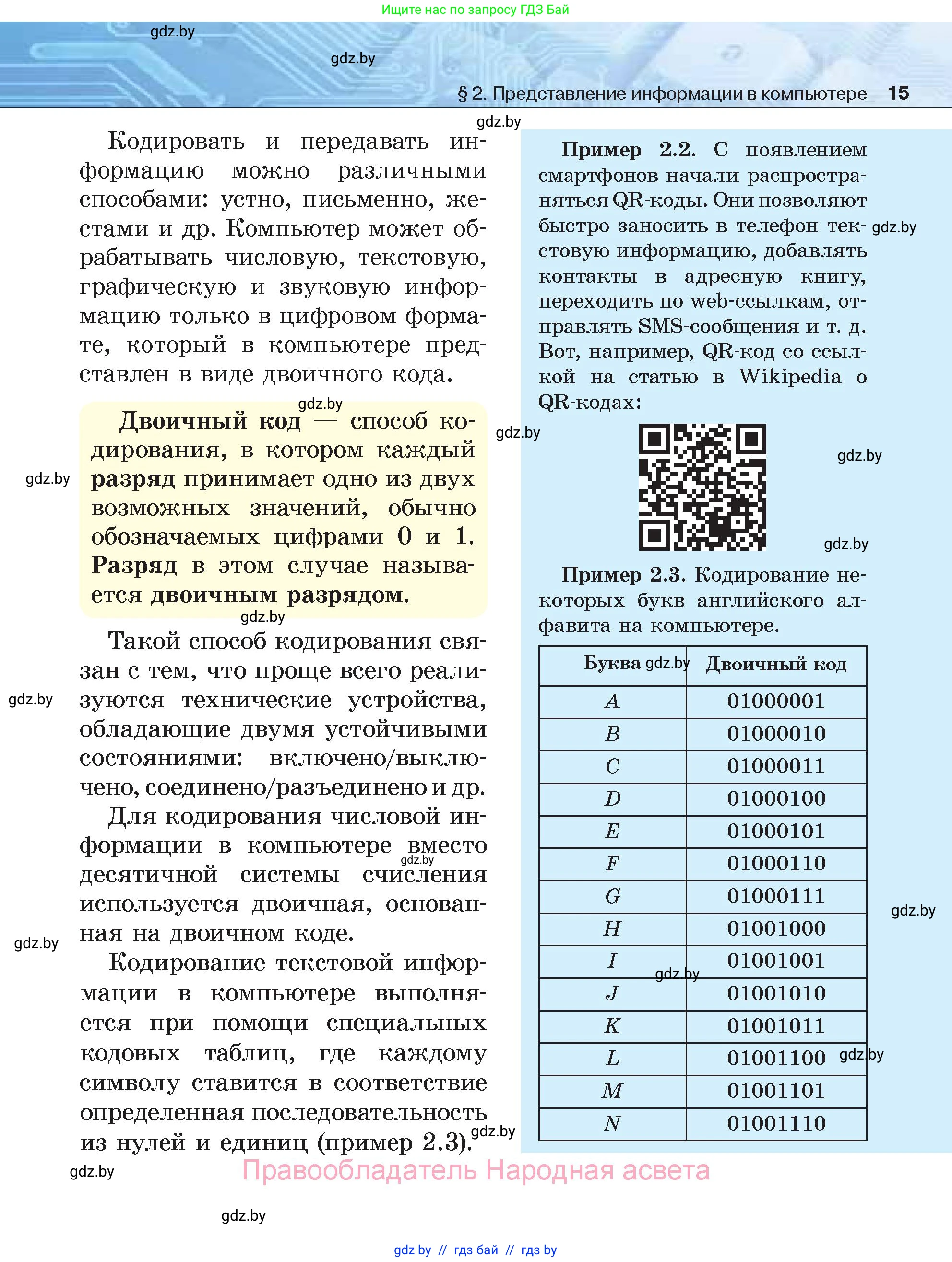 Информатика, 7 класс Учебник, авторы: Котов Владимир Михайлович, Лапо Анжелика Ивановна, Войтехович Елена Николаевна, издательство Народная асвета, Минск, 2017, страница 15