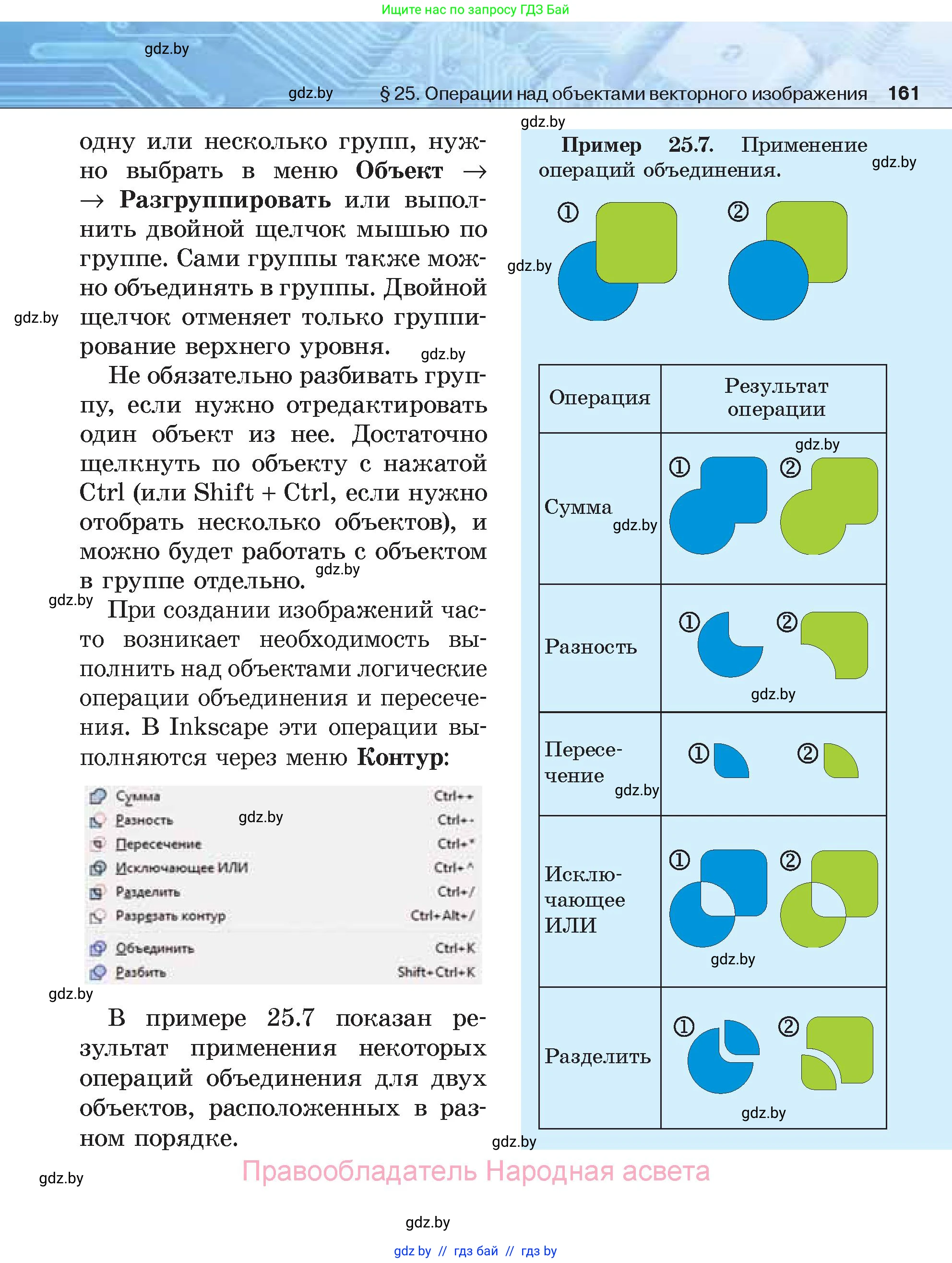 Информатика, 7 класс Учебник, авторы: Котов Владимир Михайлович, Лапо Анжелика Ивановна, Войтехович Елена Николаевна, издательство Народная асвета, Минск, 2017, страница 161