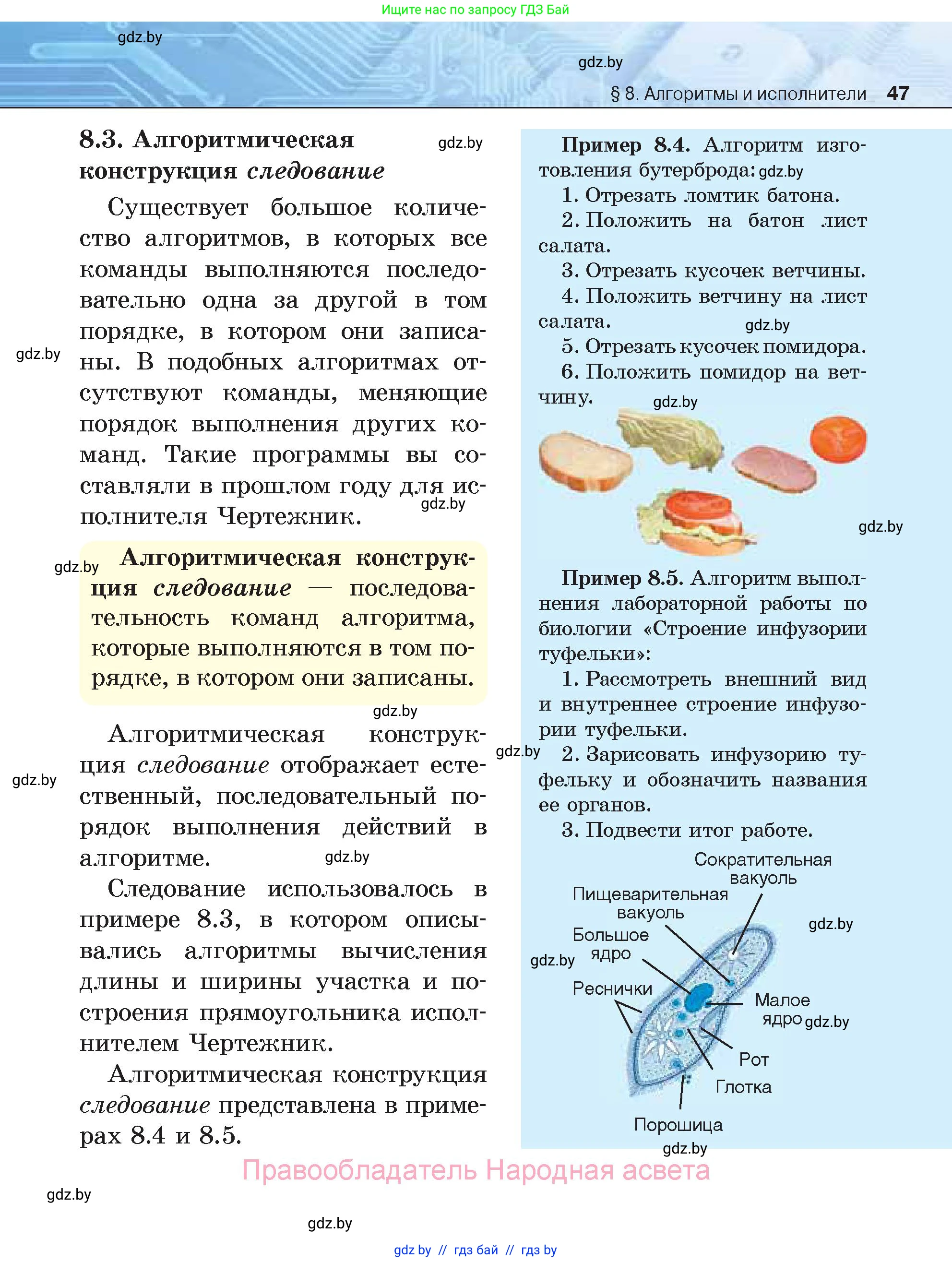 Информатика, 7 класс Учебник, авторы: Котов Владимир Михайлович, Лапо Анжелика Ивановна, Войтехович Елена Николаевна, издательство Народная асвета, Минск, 2017, страница 47