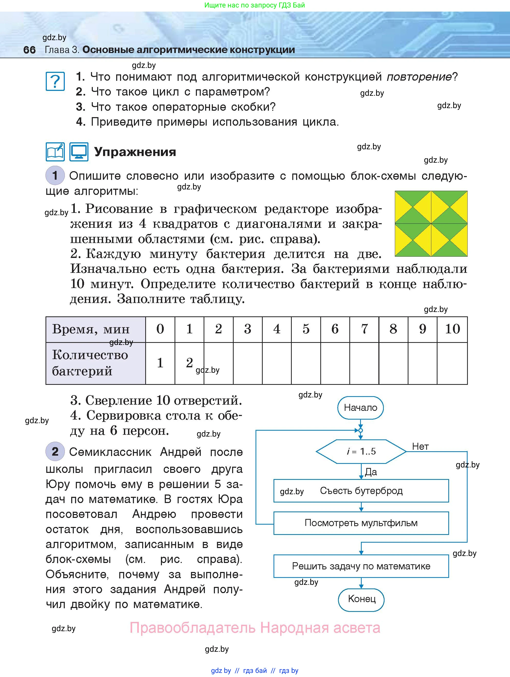 Информатика, 7 класс Учебник, авторы: Котов Владимир Михайлович, Лапо Анжелика Ивановна, Войтехович Елена Николаевна, издательство Народная асвета, Минск, 2017, страница 66