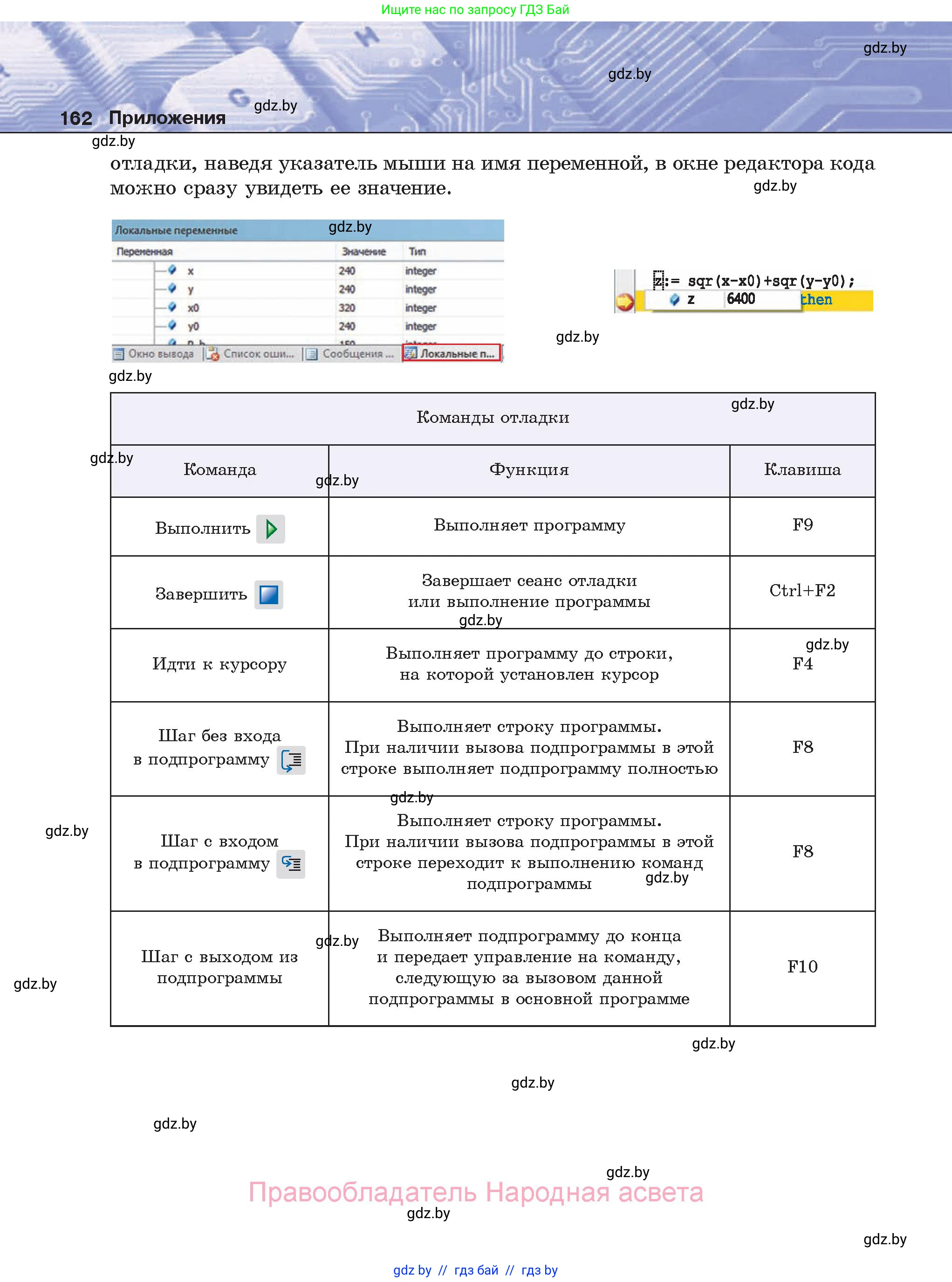 Информатика, 8 класс Учебник, авторы: Котов Владимир Михайлович, Лапо Анжелика Ивановна, Быкадоров Юрий Александрович, Войтехович Елена Николаевна, издательство Народная асвета, Минск, 2018, страница 162