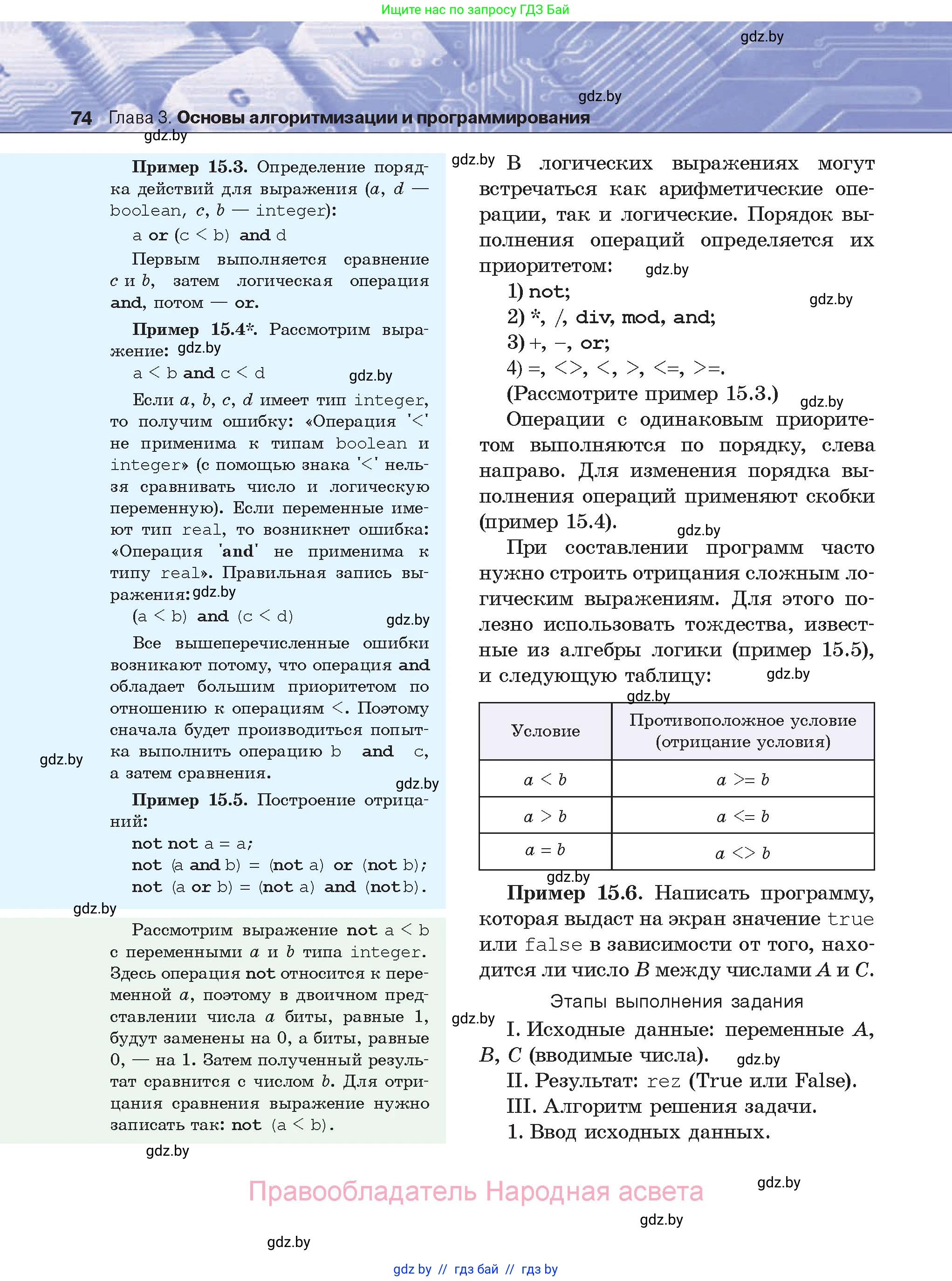 Информатика, 8 класс Учебник, авторы: Котов Владимир Михайлович, Лапо Анжелика Ивановна, Быкадоров Юрий Александрович, Войтехович Елена Николаевна, издательство Народная асвета, Минск, 2018, страница 74