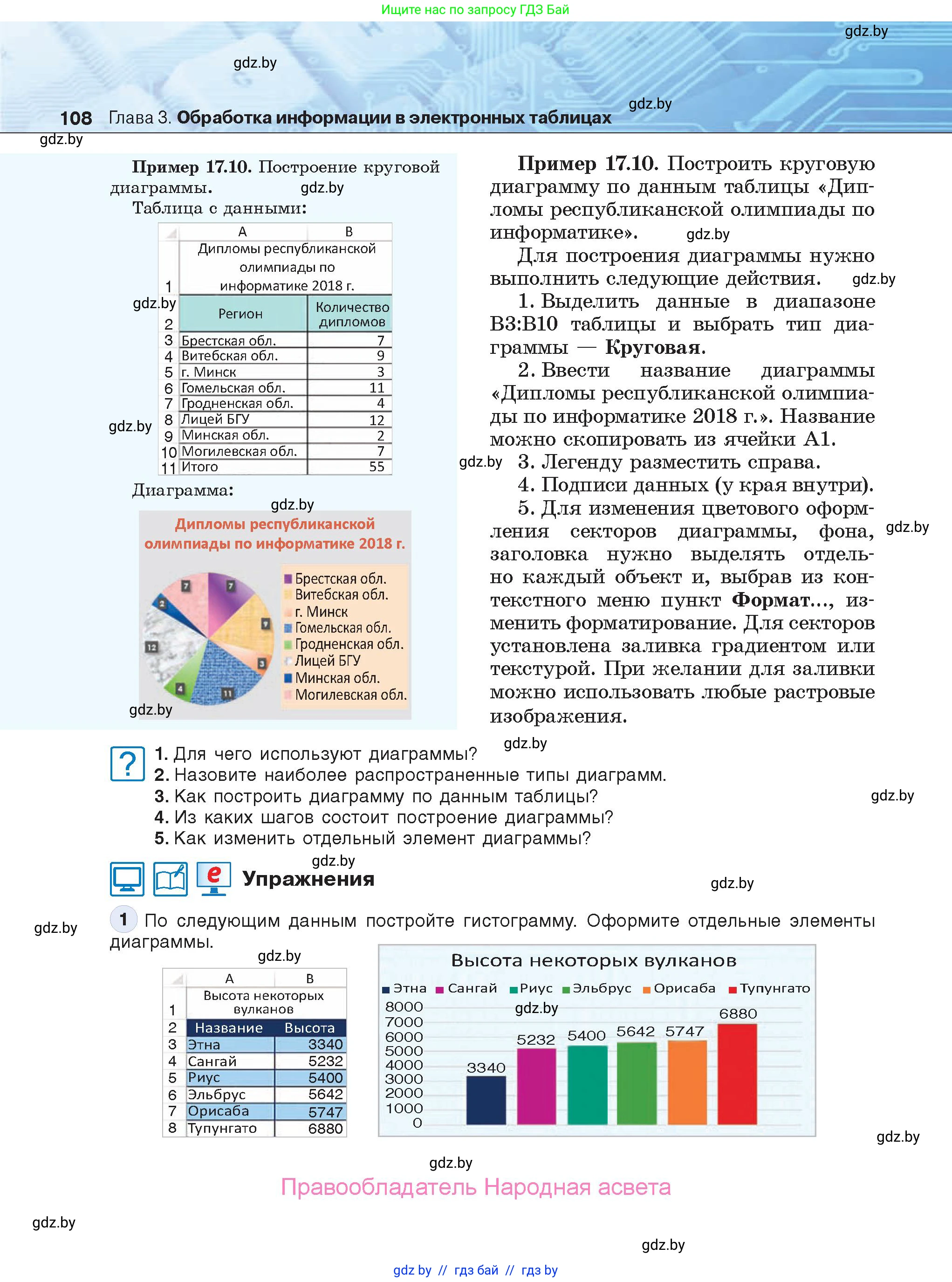 Информатика, 9 класс Учебник, авторы: Котов Владимир Михайлович, Лапо Анжелика Ивановна, Быкадоров Юрий Александрович, Войтехович Елена Николаевна, издательство Народная асвета, Минск, 2019, голубого цвета, страница 108