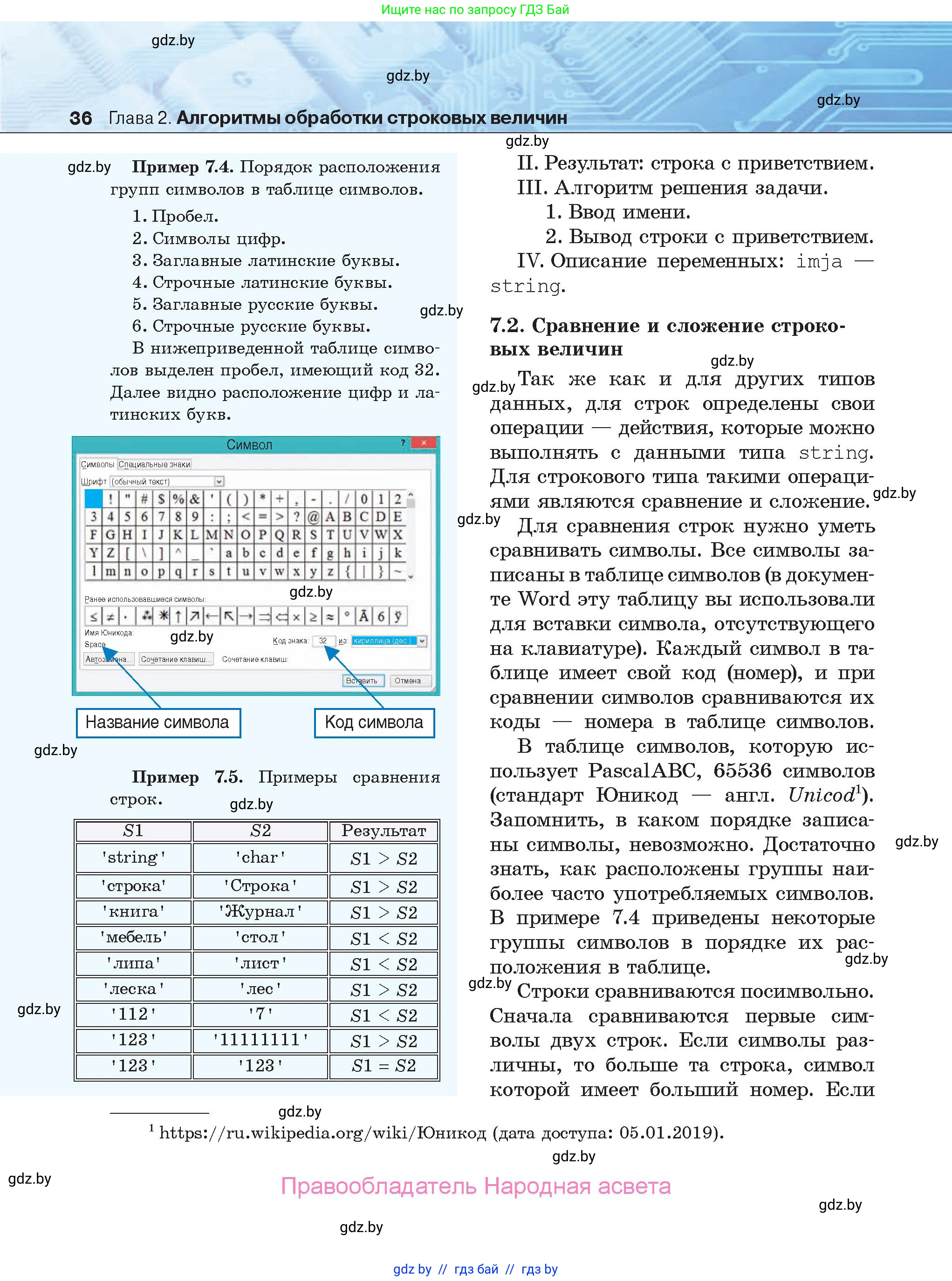 Информатика, 9 класс Учебник, авторы: Котов Владимир Михайлович, Лапо Анжелика Ивановна, Быкадоров Юрий Александрович, Войтехович Елена Николаевна, издательство Народная асвета, Минск, 2019, голубого цвета, страница 36