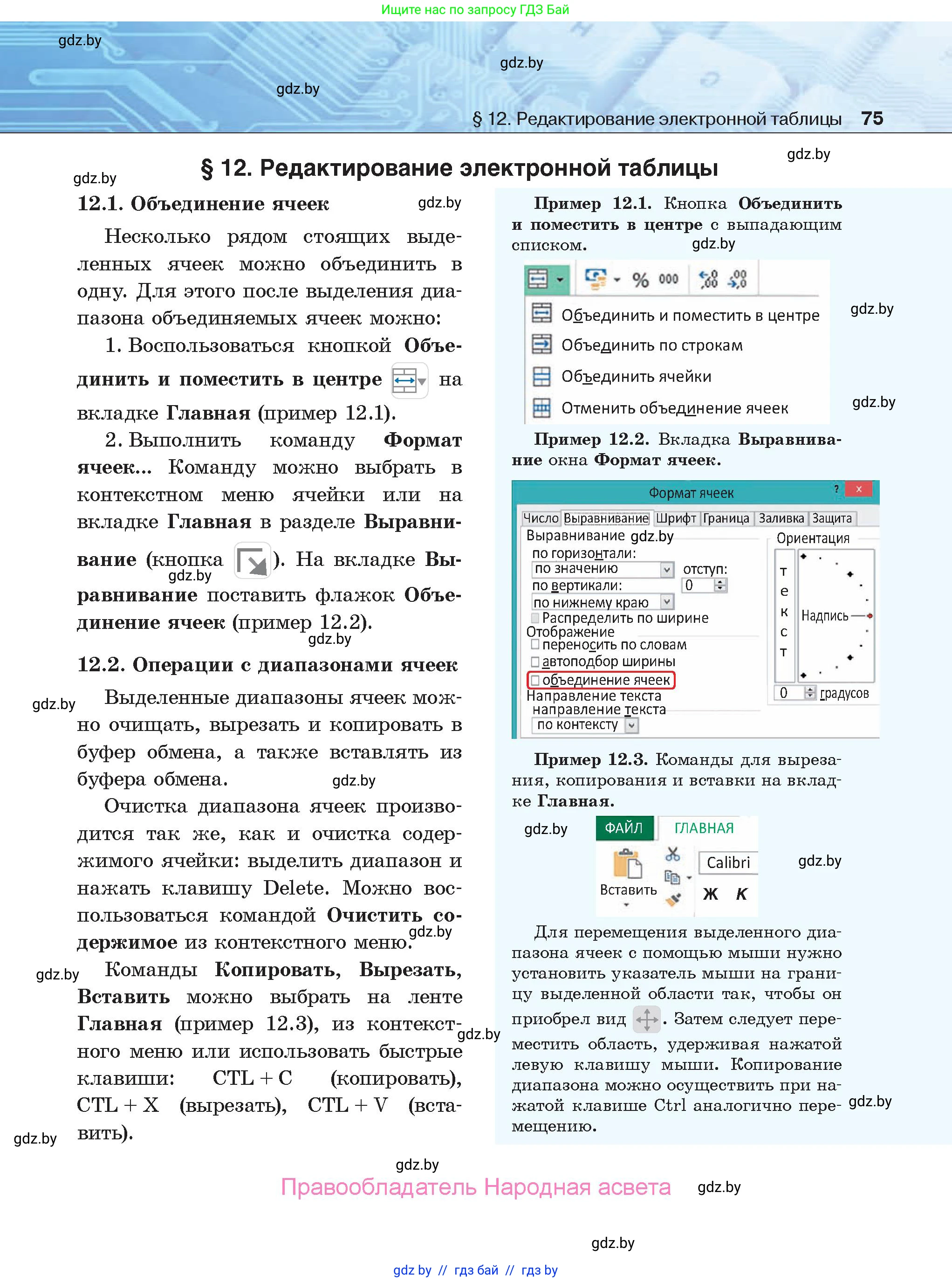 Информатика, 9 класс Учебник, авторы: Котов Владимир Михайлович, Лапо Анжелика Ивановна, Быкадоров Юрий Александрович, Войтехович Елена Николаевна, издательство Народная асвета, Минск, 2019, голубого цвета, страница 75