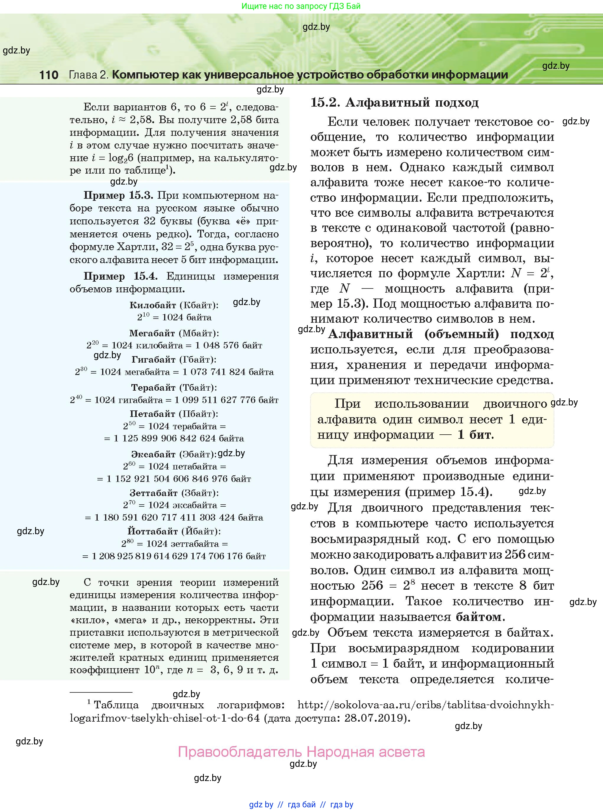 Информатика, 10 класс Учебник, авторы: Котов Владимир Михайлович, Лапо Анжелика Ивановна, Быкадоров Юрий Александрович, Войтехович Елена Николаевна, издательство Народная асвета, Минск, 2020, зелёного цвета, страница 110