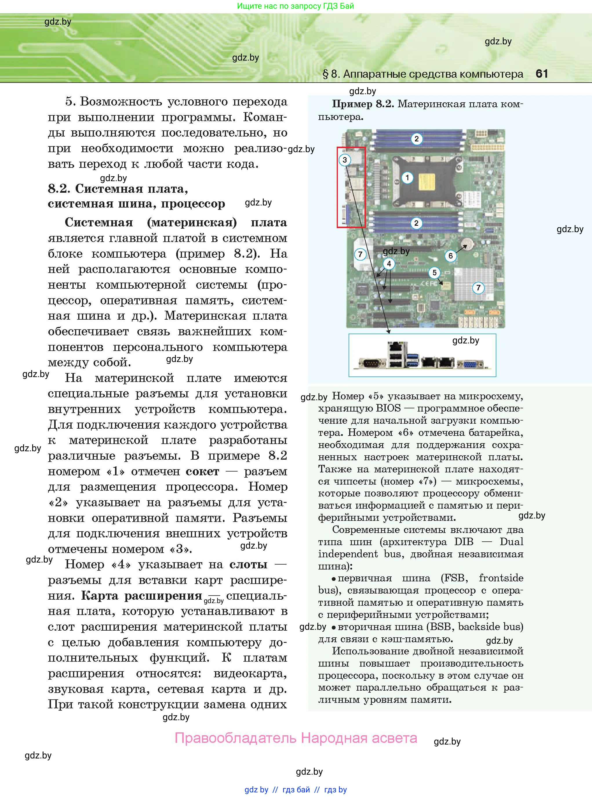 Информатика, 10 класс Учебник, авторы: Котов Владимир Михайлович, Лапо Анжелика Ивановна, Быкадоров Юрий Александрович, Войтехович Елена Николаевна, издательство Народная асвета, Минск, 2020, зелёного цвета, страница 61