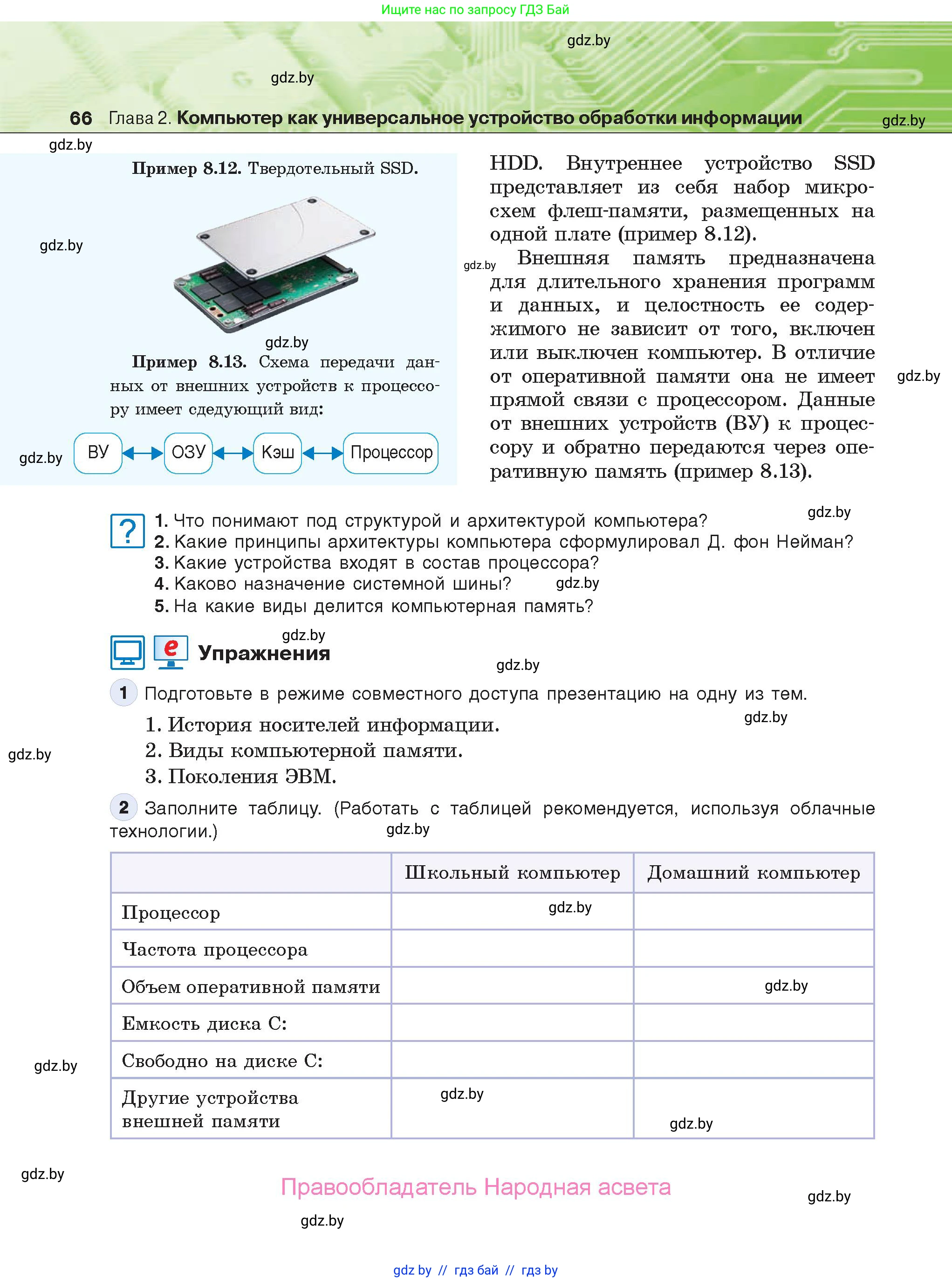 Информатика, 10 класс Учебник, авторы: Котов Владимир Михайлович, Лапо Анжелика Ивановна, Быкадоров Юрий Александрович, Войтехович Елена Николаевна, издательство Народная асвета, Минск, 2020, зелёного цвета, страница 66