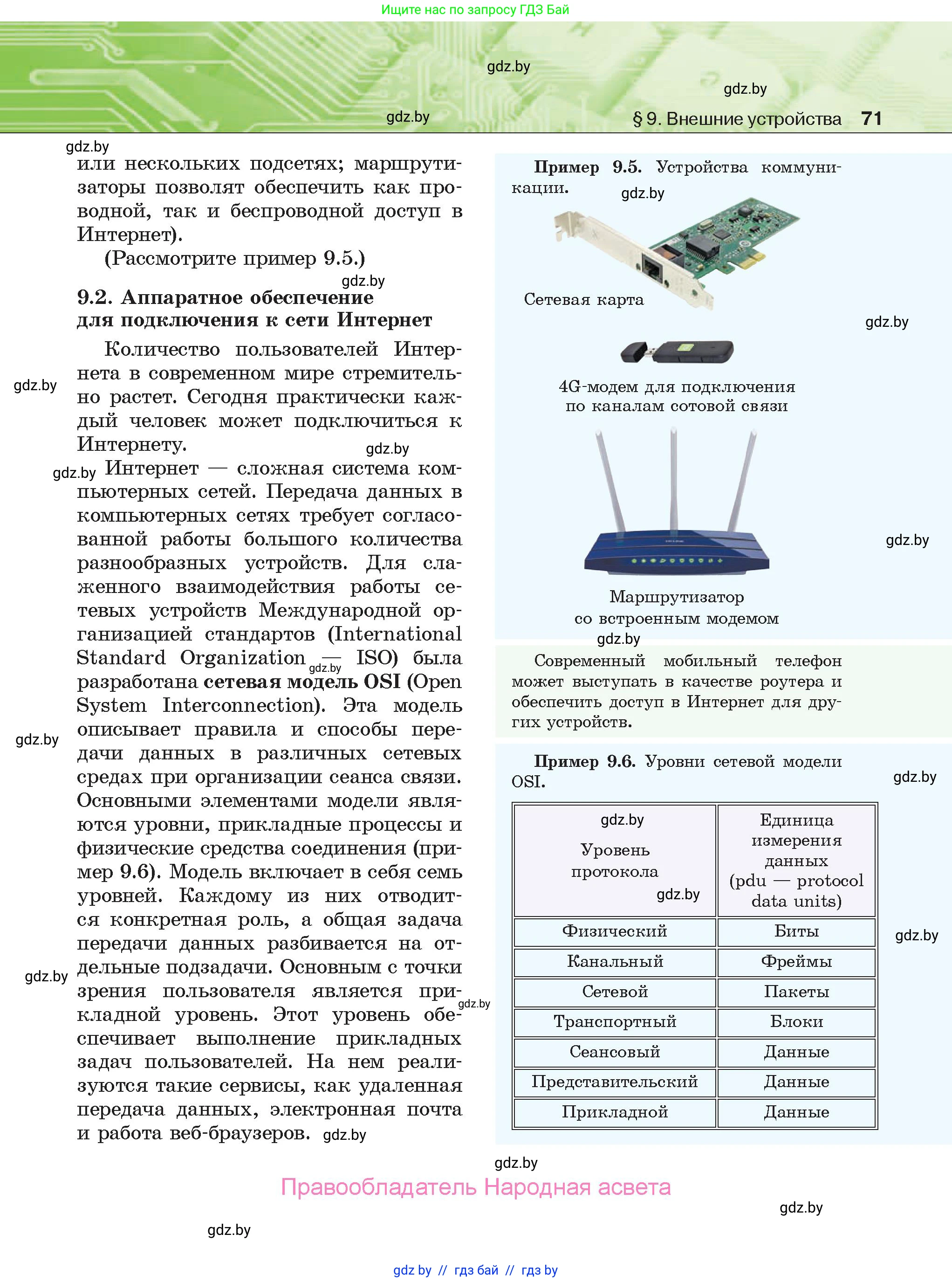 Информатика, 10 класс Учебник, авторы: Котов Владимир Михайлович, Лапо Анжелика Ивановна, Быкадоров Юрий Александрович, Войтехович Елена Николаевна, издательство Народная асвета, Минск, 2020, зелёного цвета, страница 71