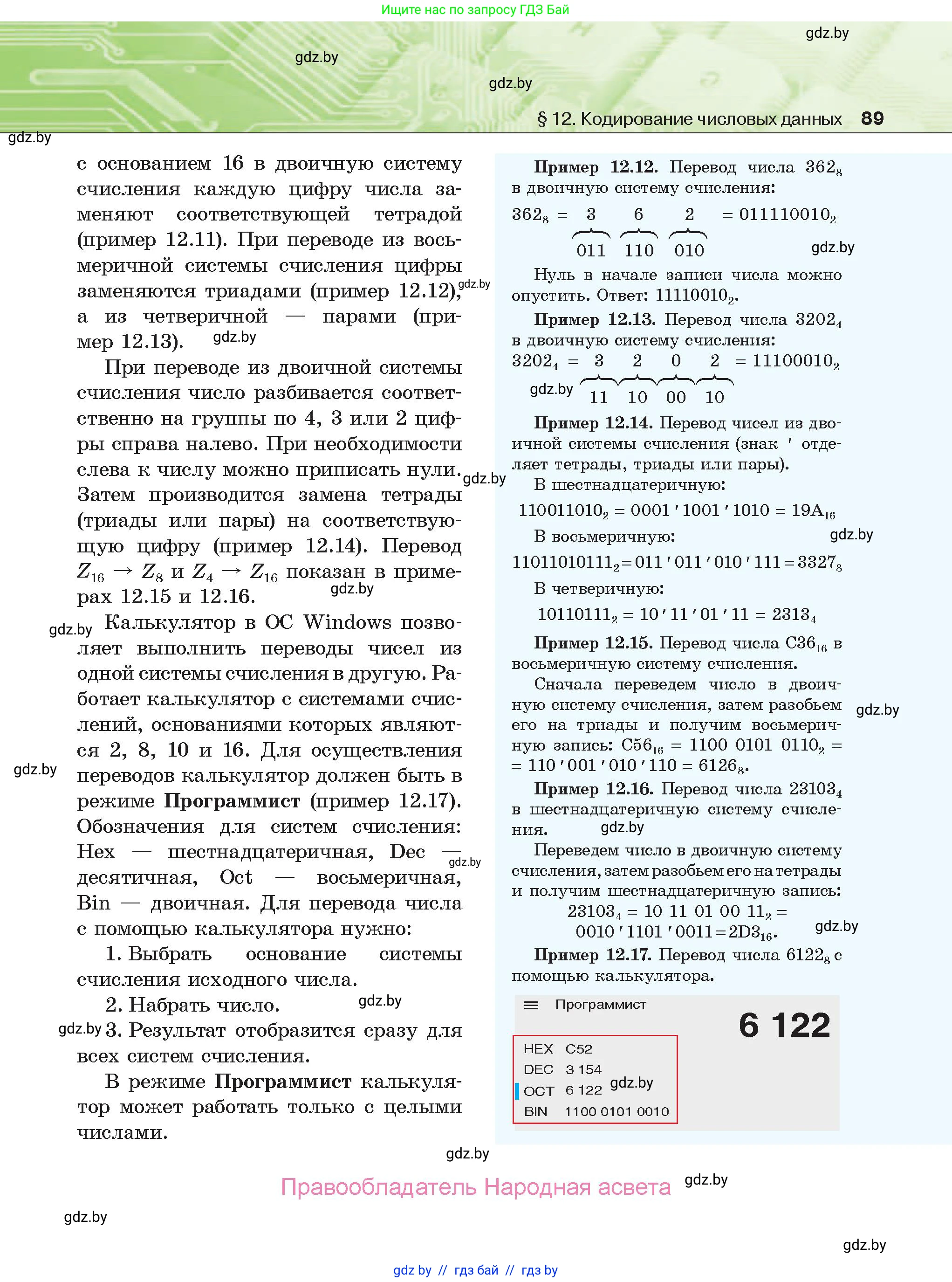 Информатика, 10 класс Учебник, авторы: Котов Владимир Михайлович, Лапо Анжелика Ивановна, Быкадоров Юрий Александрович, Войтехович Елена Николаевна, издательство Народная асвета, Минск, 2020, зелёного цвета, страница 89