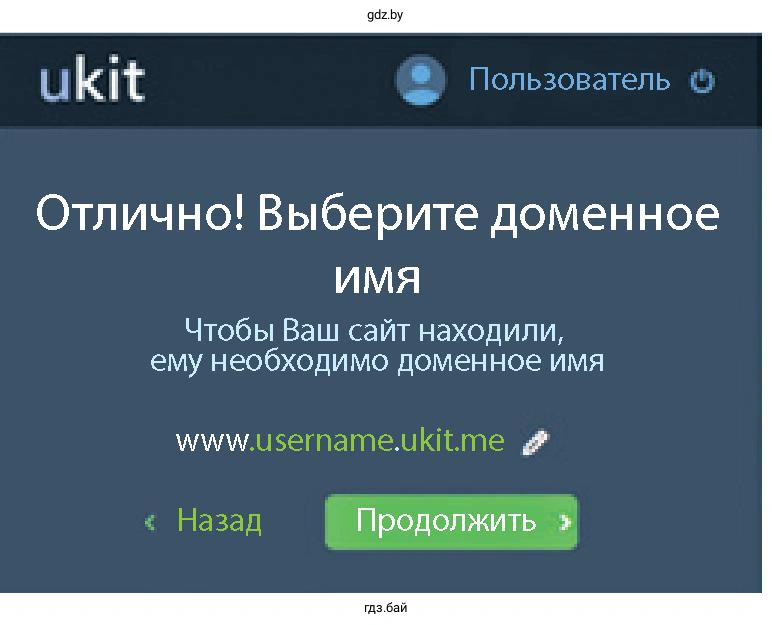Введите доменное имя сайта, изменив username (например, birds).