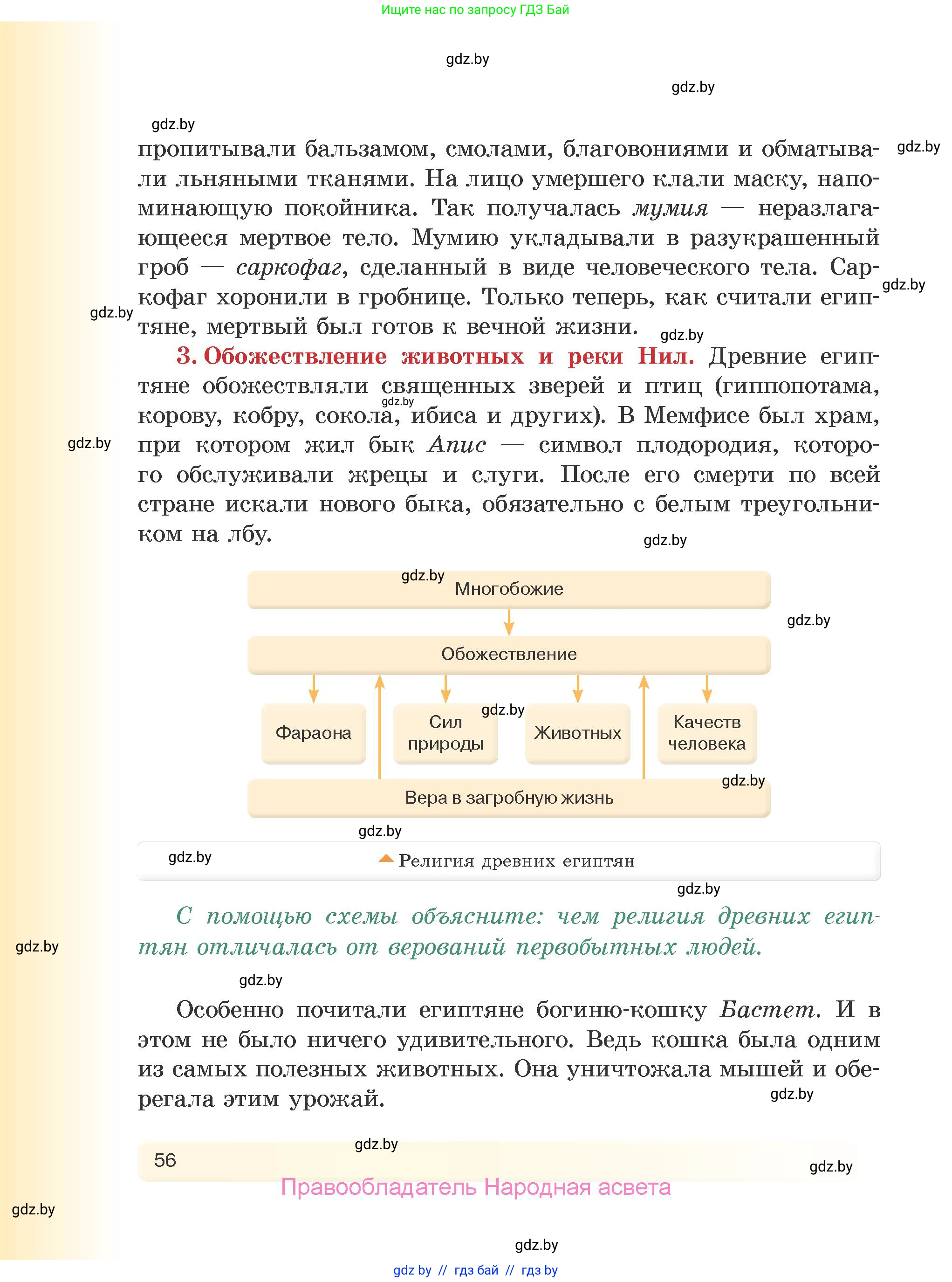История Древнего мира, 5 класс Учебник, авторы: Кошелев Владимир Сергеевич, Прохоров Андрей Аркадьевич, Перзашкевич Олег Валерьевич, Журавлевич Ольга Георгиевна, издательство Народная асвета, Минск, 2019, коричневого цвета, Часть 1, страница 56