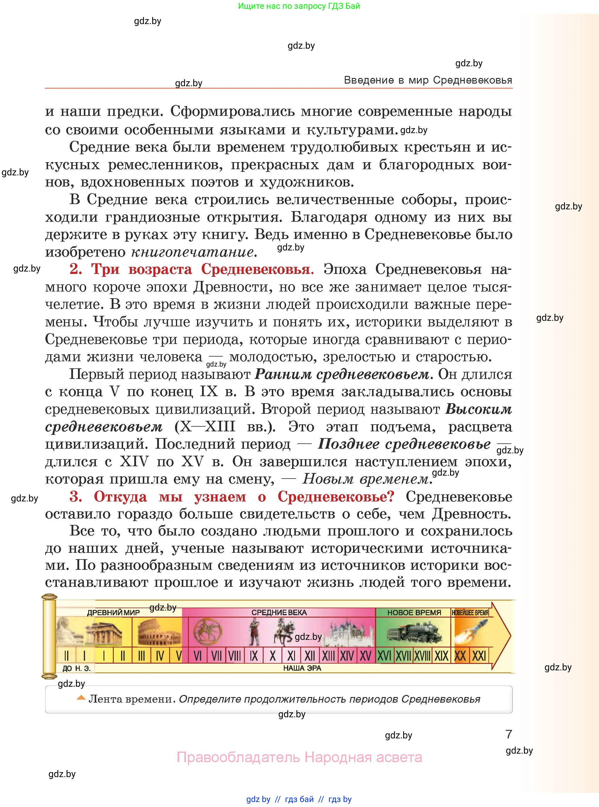 История средних веков, 6 класс Учебник, авторы: Прохоров Андрей Аркадьевич, Федосик Виктор Анатольевич, Темушев Степан Николаевич, издательство Народная асвета, Минск, 2023, красного цвета, страница 7