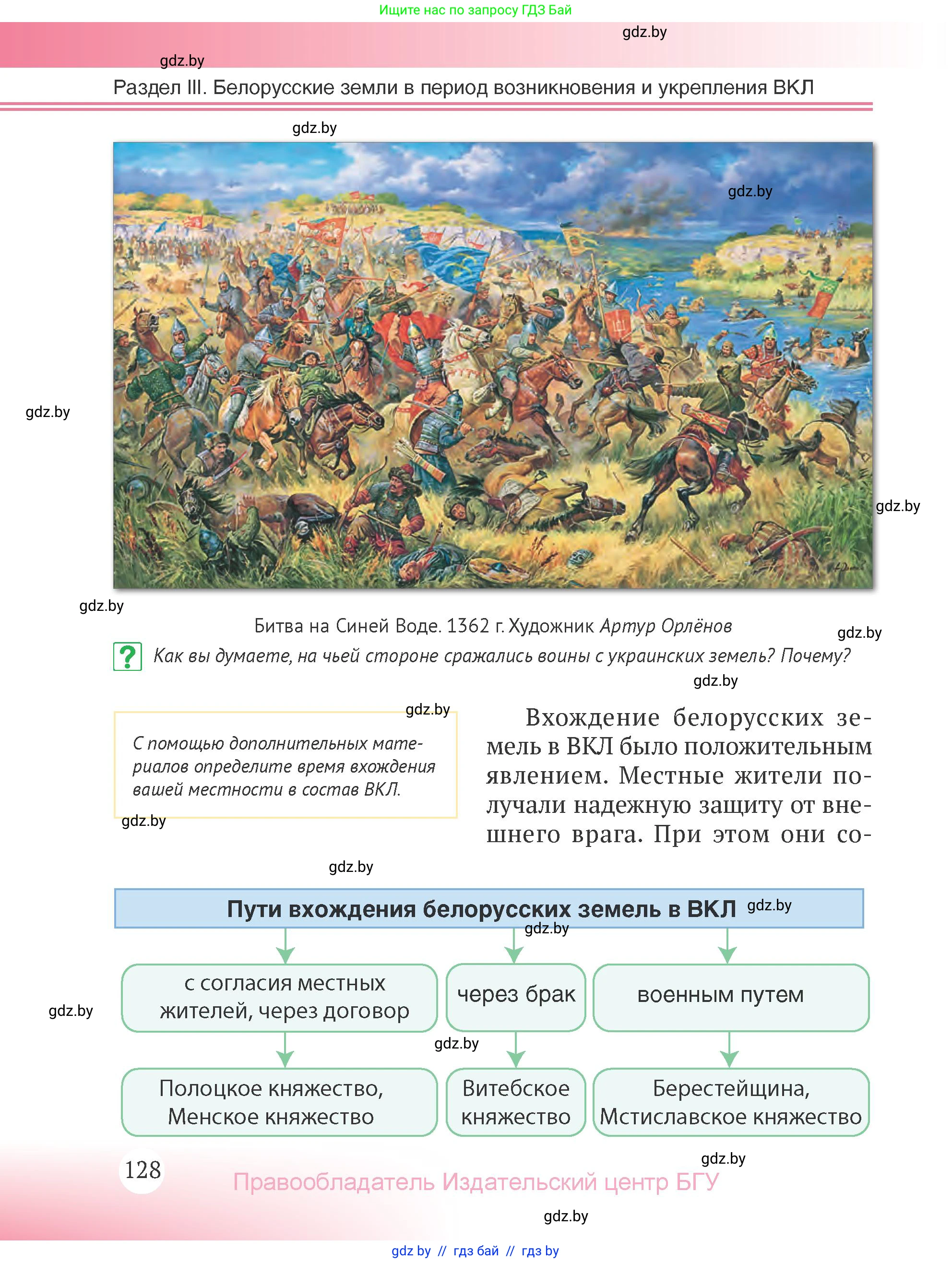 История Беларуси (Гісторыя Беларусі), 6 класс Учебник, авторы: Темушев Степан Николаевич, Бохан Юрий Николаевич, издательство Издательский центр БГУ, Минск, 2023, страница 128