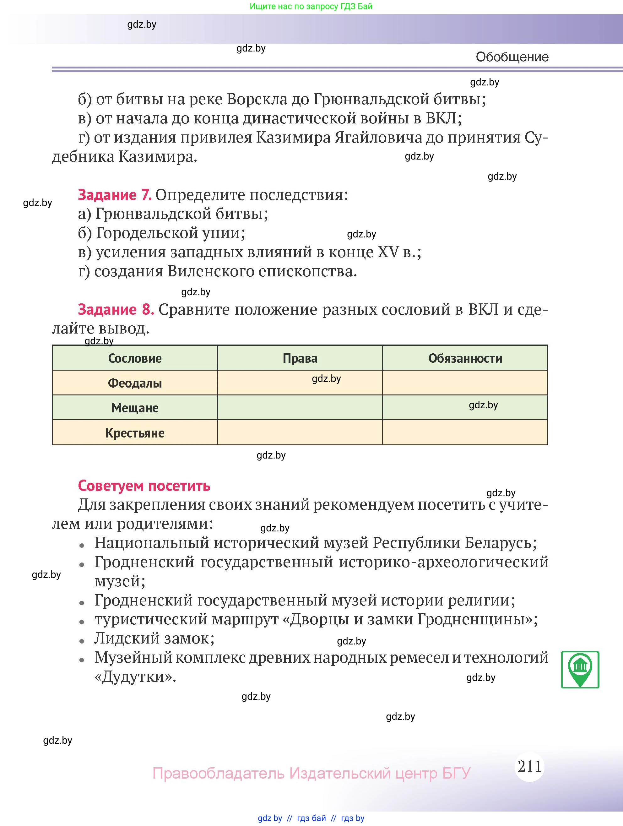 История Беларуси (Гісторыя Беларусі), 6 класс Учебник, авторы: Темушев Степан Николаевич, Бохан Юрий Николаевич, издательство Издательский центр БГУ, Минск, 2023, страница 211