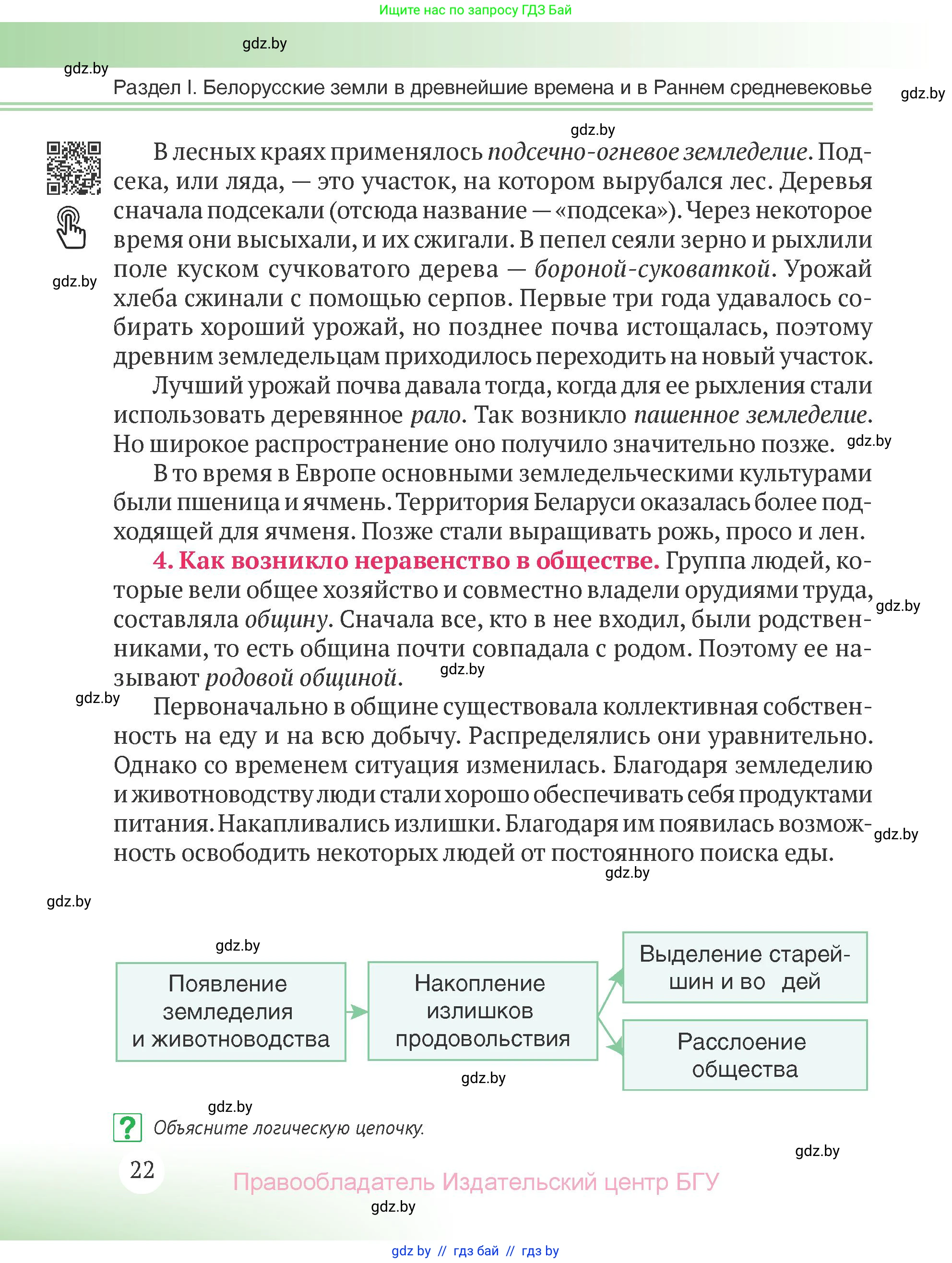 История Беларуси (Гісторыя Беларусі), 6 класс Учебник, авторы: Темушев Степан Николаевич, Бохан Юрий Николаевич, издательство Издательский центр БГУ, Минск, 2023, страница 22