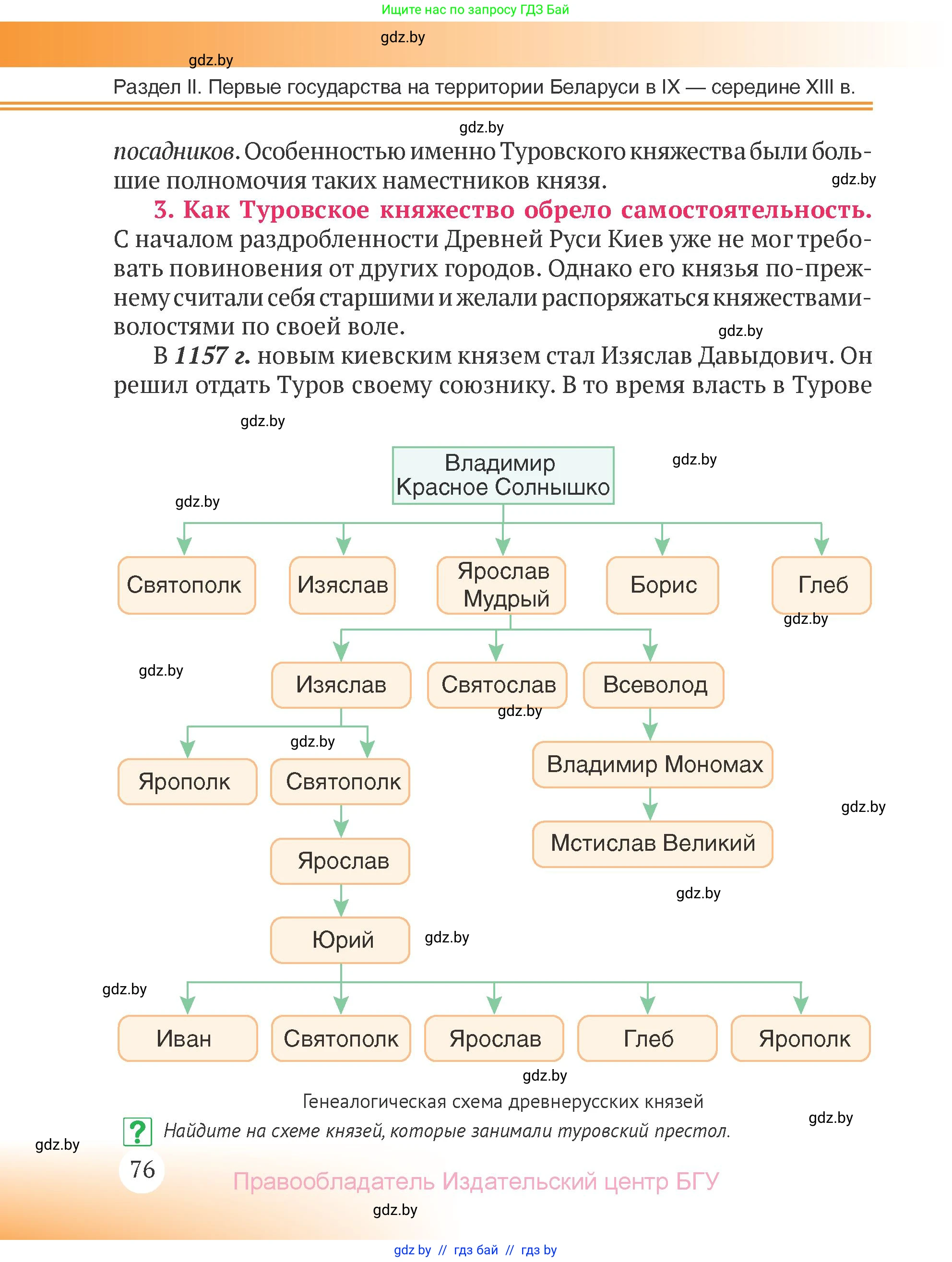 История Беларуси (Гісторыя Беларусі), 6 класс Учебник, авторы: Темушев Степан Николаевич, Бохан Юрий Николаевич, издательство Издательский центр БГУ, Минск, 2023, страница 76