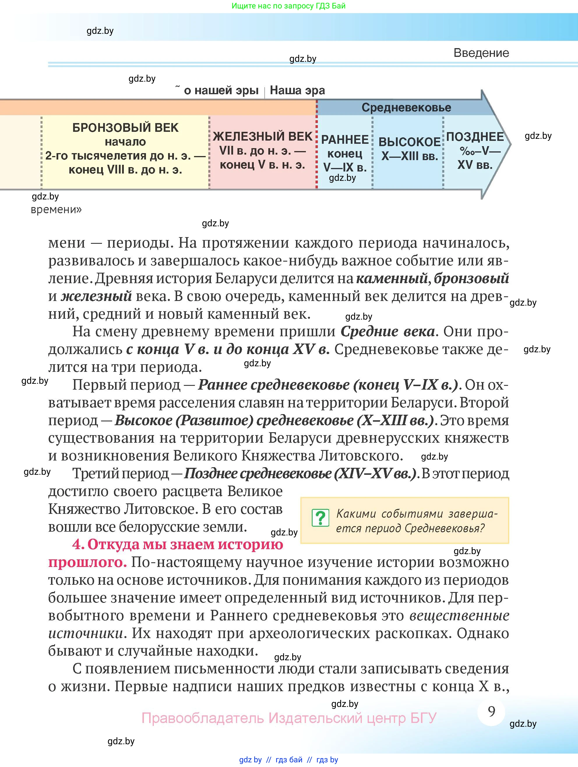 История Беларуси (Гісторыя Беларусі), 6 класс Учебник, авторы: Темушев Степан Николаевич, Бохан Юрий Николаевич, издательство Издательский центр БГУ, Минск, 2023, страница 9
