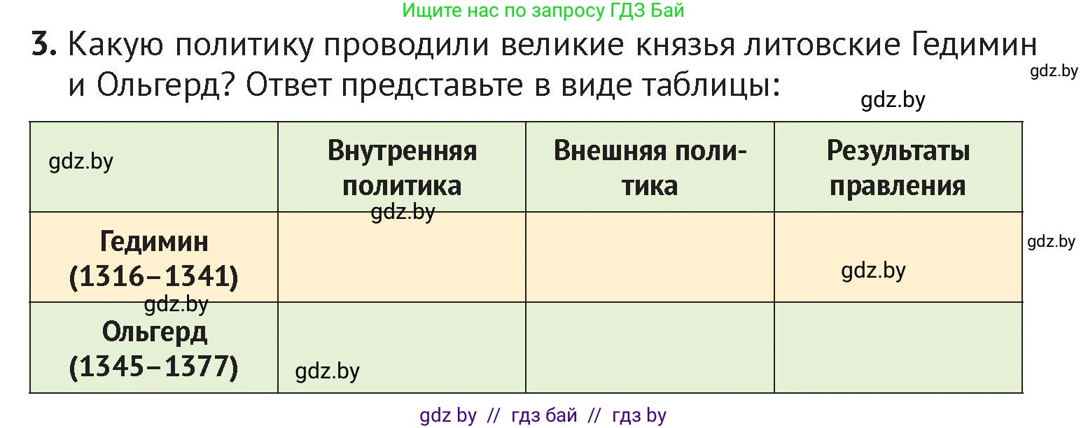 История Беларуси (Гісторыя Беларусі), 6 класс Учебник, авторы: Темушев Степан Николаевич, Бохан Юрий Николаевич, издательство Издательский центр БГУ, Минск, 2023, страница 134, номер 3, Условие