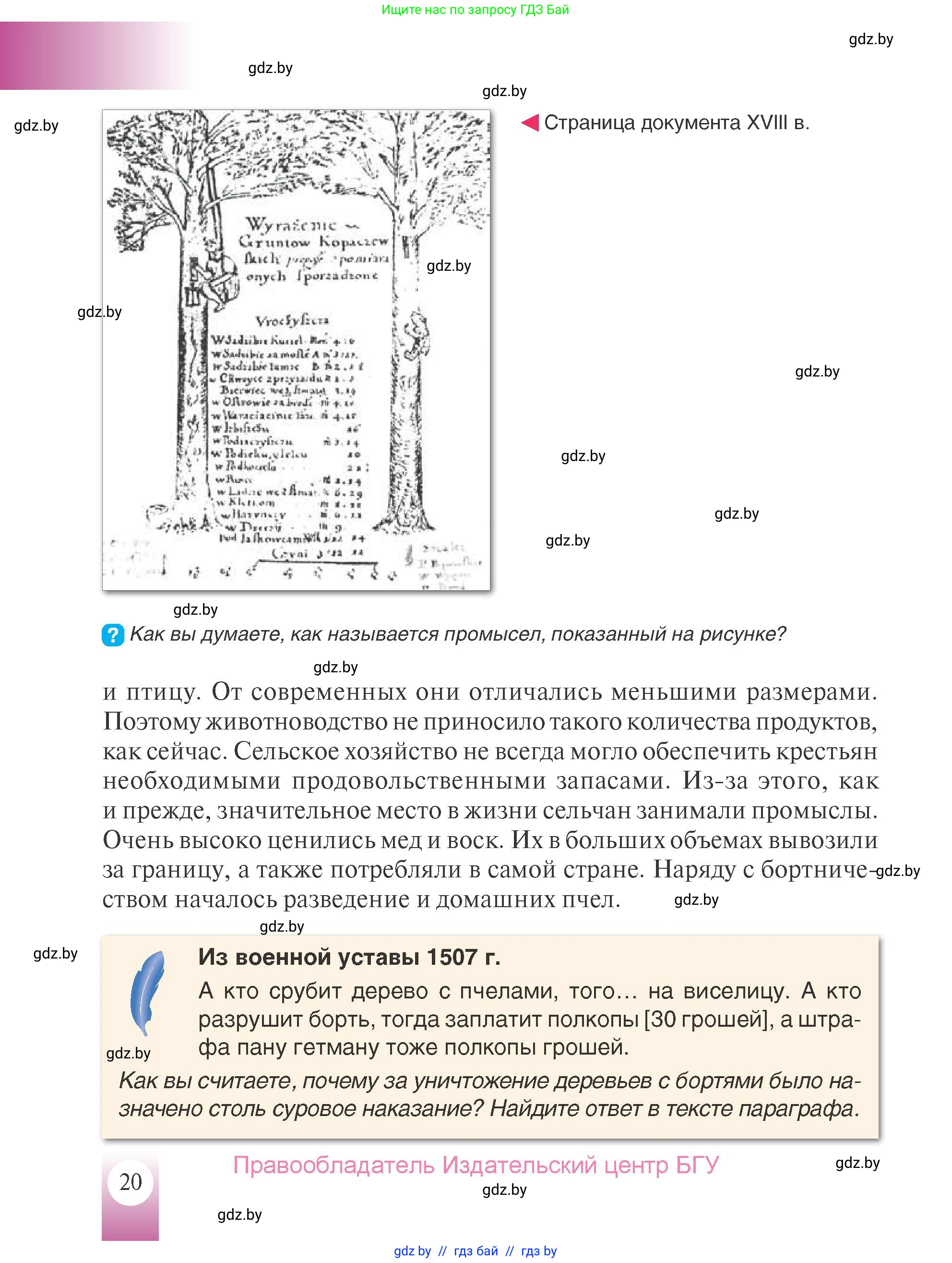 История Беларуси (Гісторыя Беларусі), 7 класс Учебник, авторы: Воронин Василий Алексеевич, Скепьян Анастасия Анатольевна, Мацук Андрей Владимирович, Кравченко Ольга Викторовна, издательство Издательский центр БГУ, Минск, 2017, страница 20