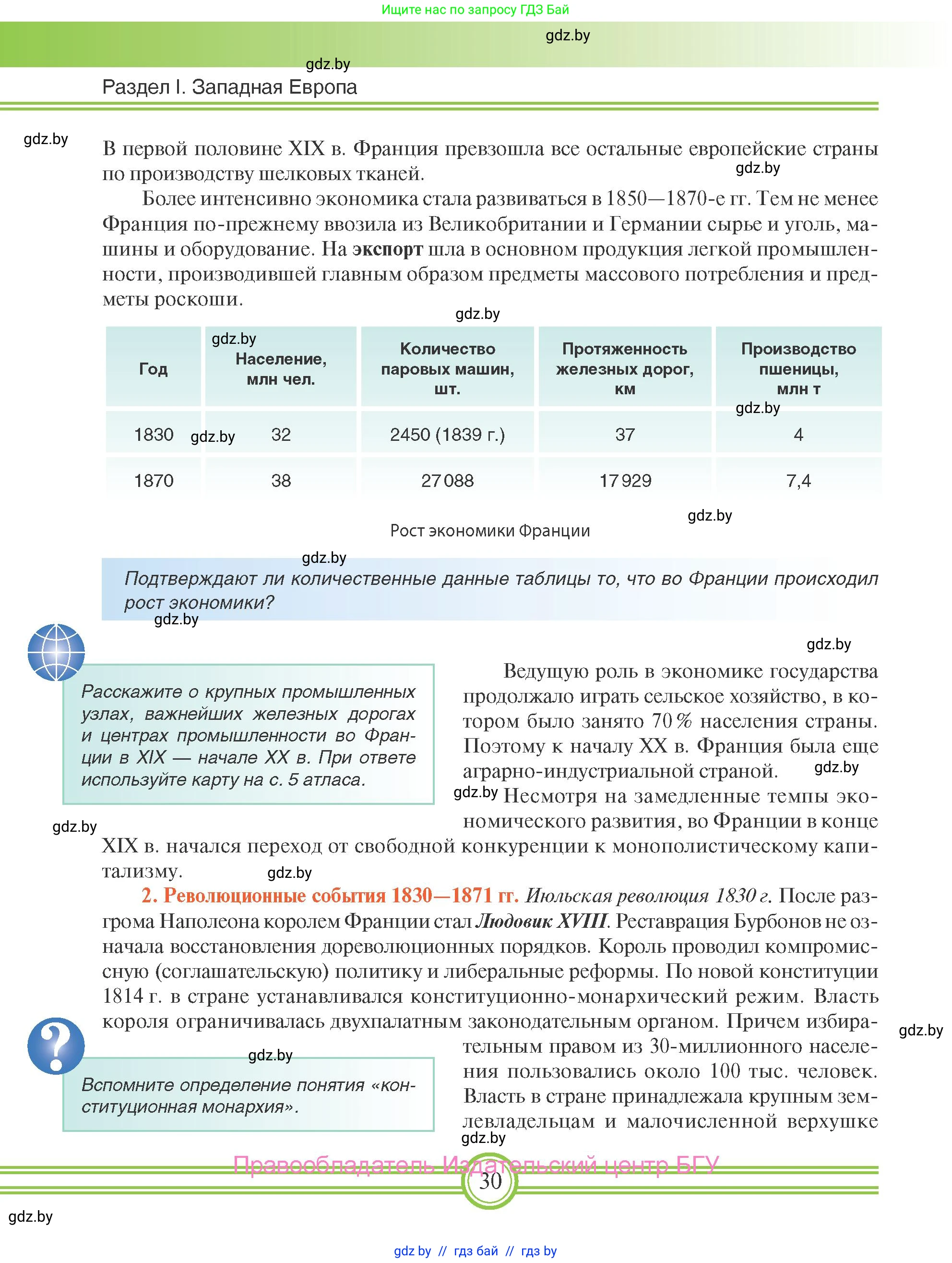 Всемирная история, 8 класс Учебник, авторы: Кошелев Владимир Сергеевич, Кошелева Наталья Владимировна, Байдакова Наталья Владимировна, издательство Издательский центр БГУ, Минск, 2018, красного цвета, страница 30