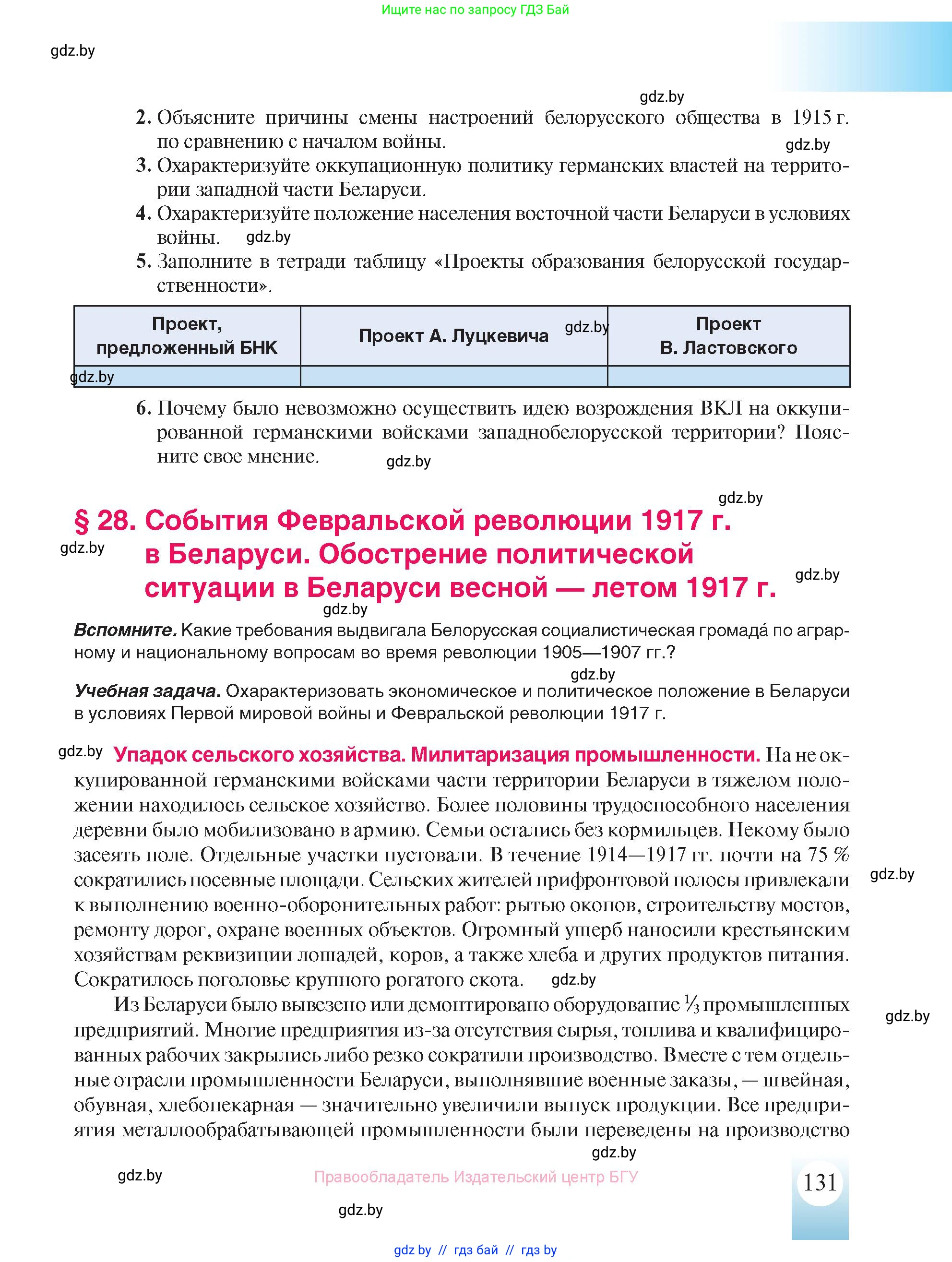 История Беларуси (Гісторыя Беларусі), 8 класс Учебник, авторы: Панов Сергей Вениаминович, Морозова Светлана Валентиновна, Сосно Владимир Аркадьевич, издательство Издательский центр БГУ, Минск, 2018, красного цвета, страница 131