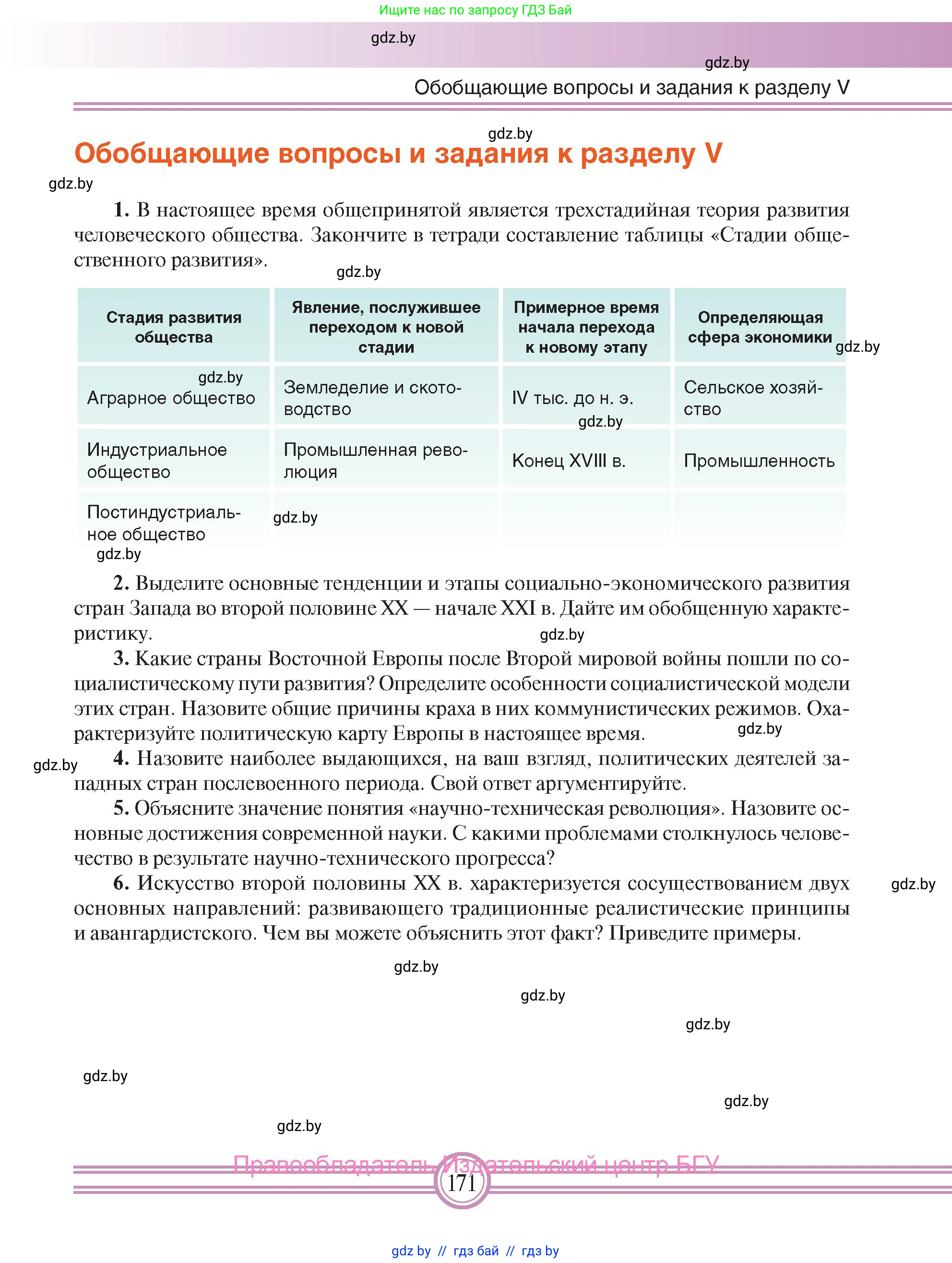 Всемирная история, 9 класс Учебник, авторы: Кошелев Владимир Сергеевич, Краснова Марина Алексеевна, Кошелева Наталья Владимировна, издательство Издательский центр БГУ, Минск, 2019, красного цвета, страница 171
